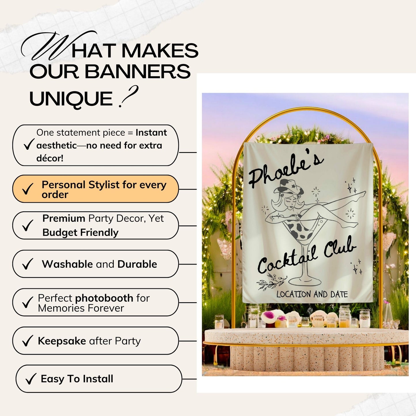 Trendy Bachelorette Banner-– Custom Bach Décor | #32