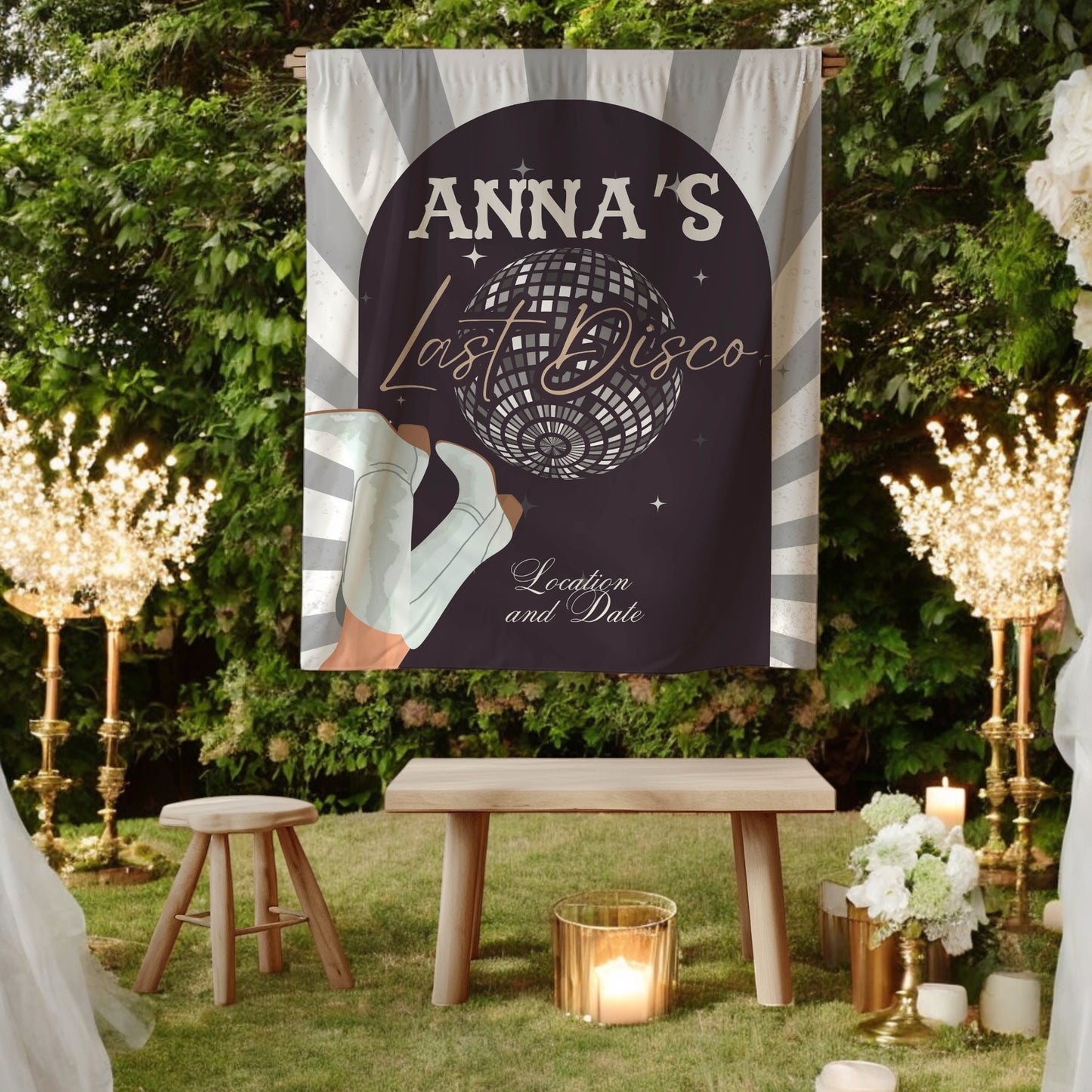 Disco Bachelorette Banner -Casino Bach Party – Custom Bach Décor | #34