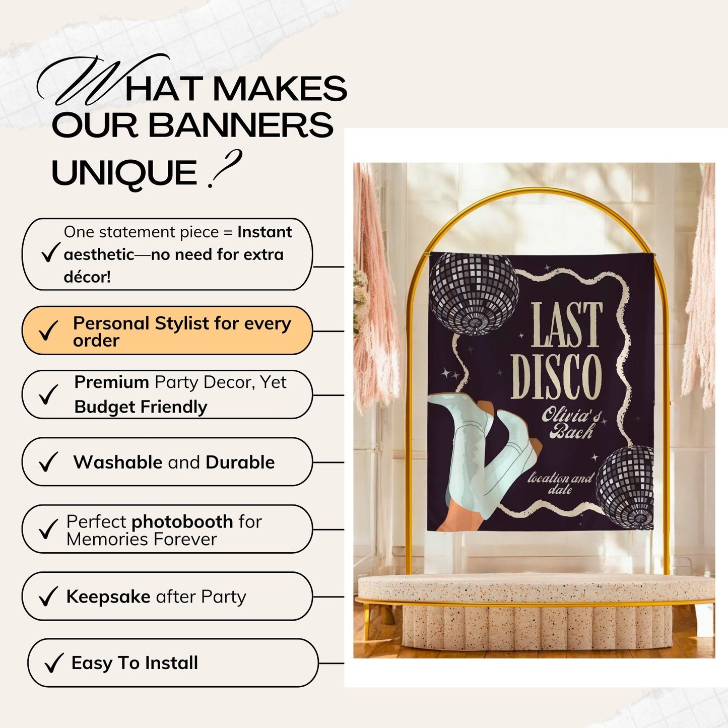 Dance and Casino Bachelorette Banner – Custom Bach Décor | #35