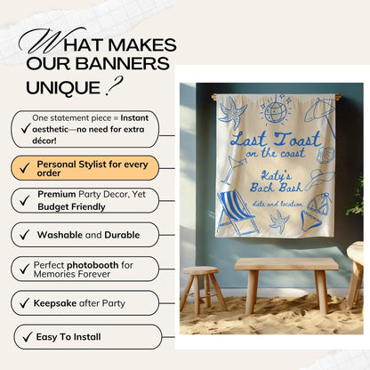 Pool Party and Beach Bachelorette Banner – Custom Bach Décor | #04