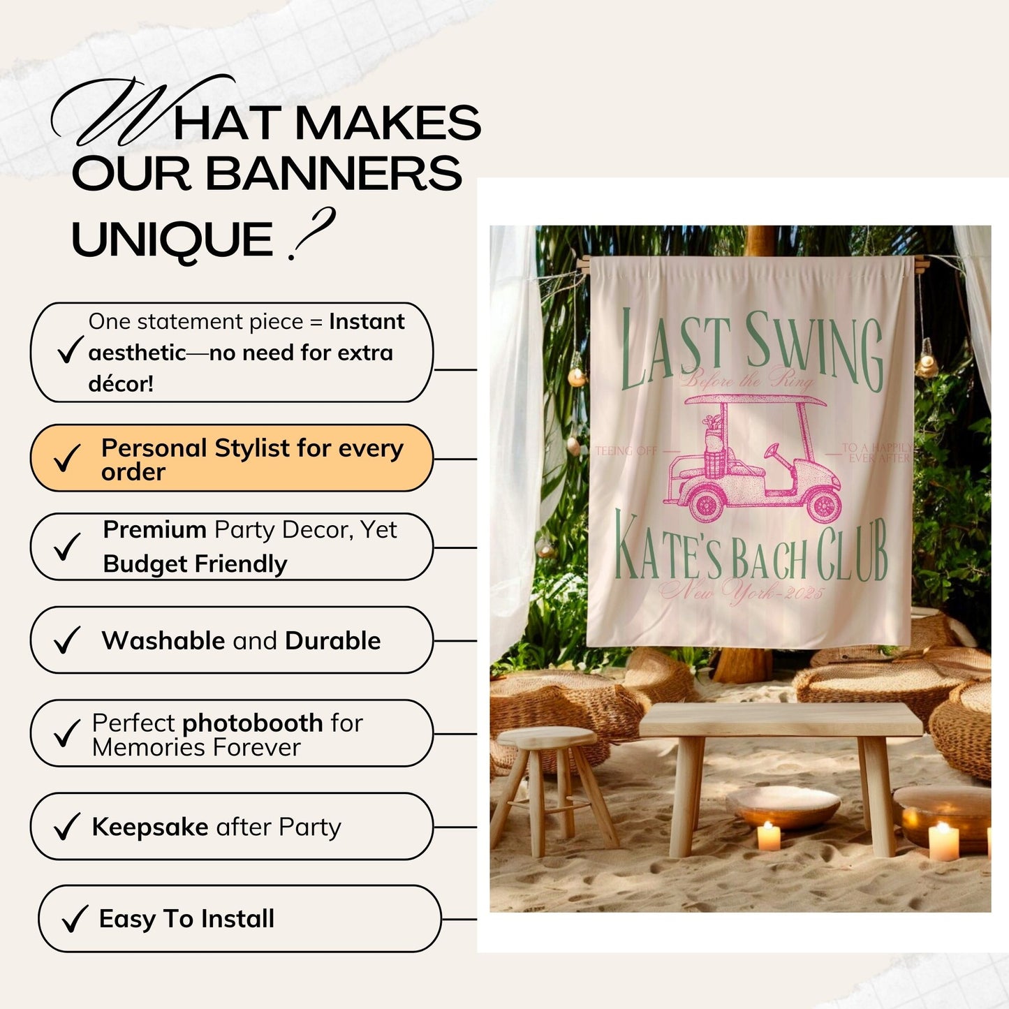 Golf Bachelorette Banner – Custom Bach Décor | #43