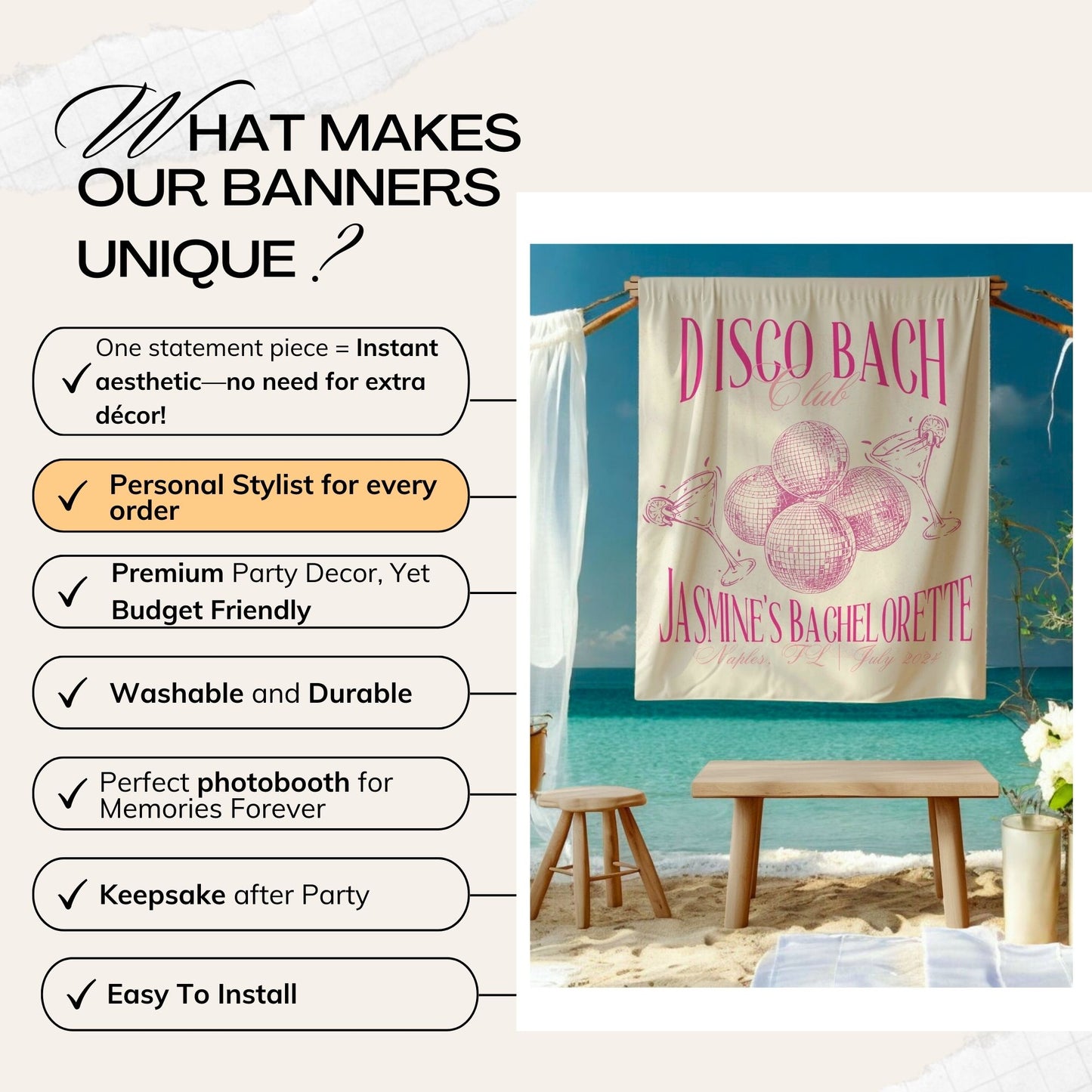 Disco Bachelorette Banner – Custom Bach Décor | #44