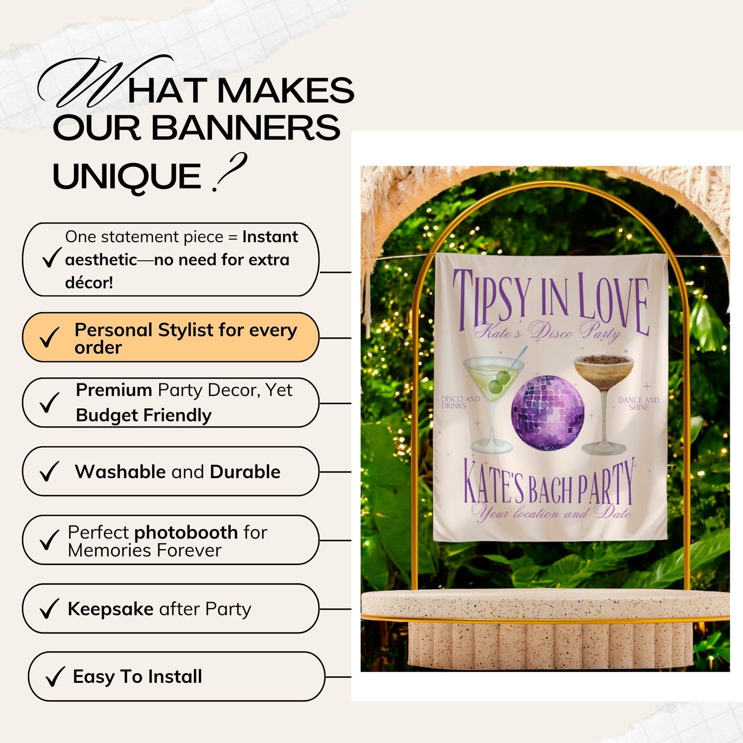 Cocktail Bachelorette Banner – Custom Bach Décor | #45