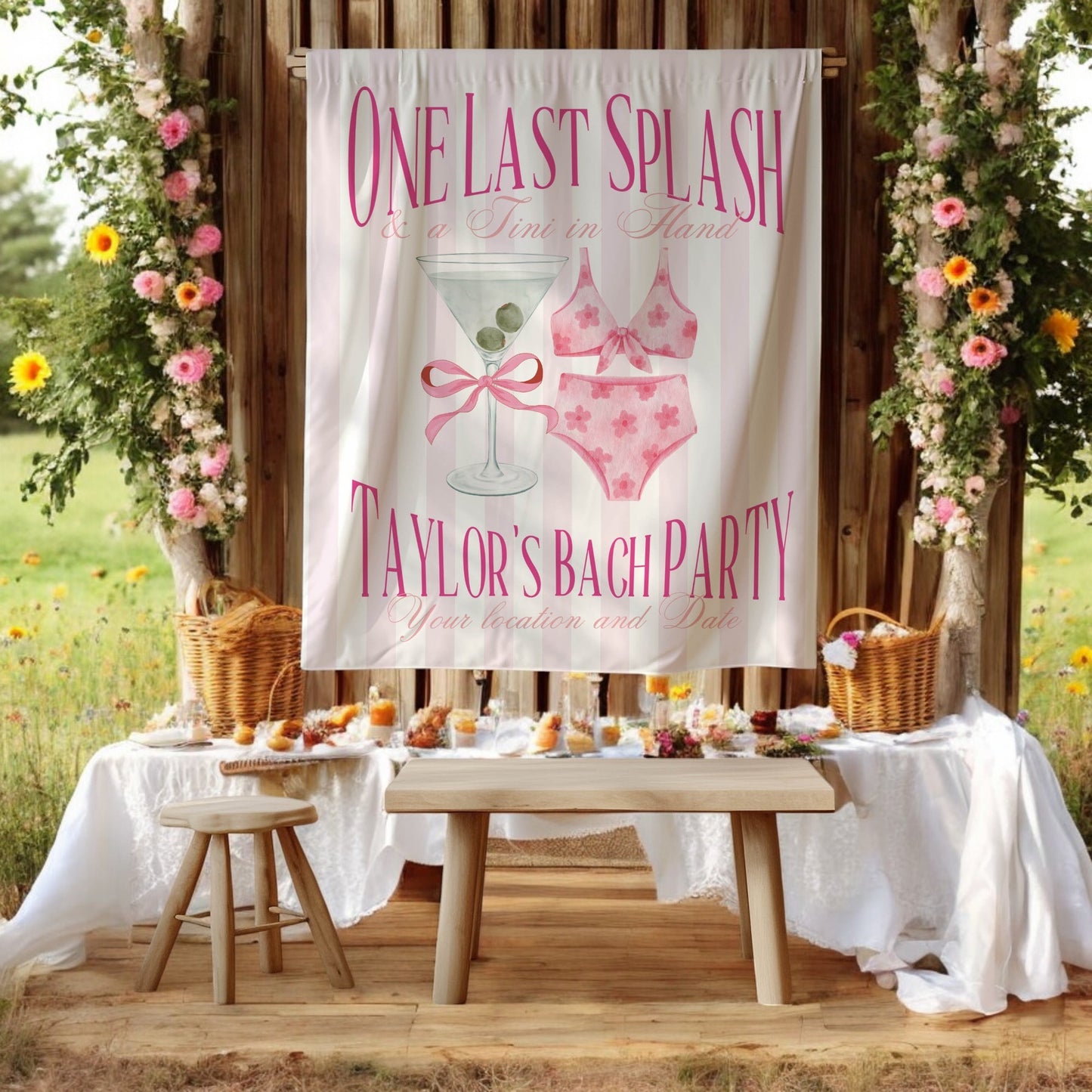 Bikini & Martini Bachelorette Banner – Custom Bach Décor | #48