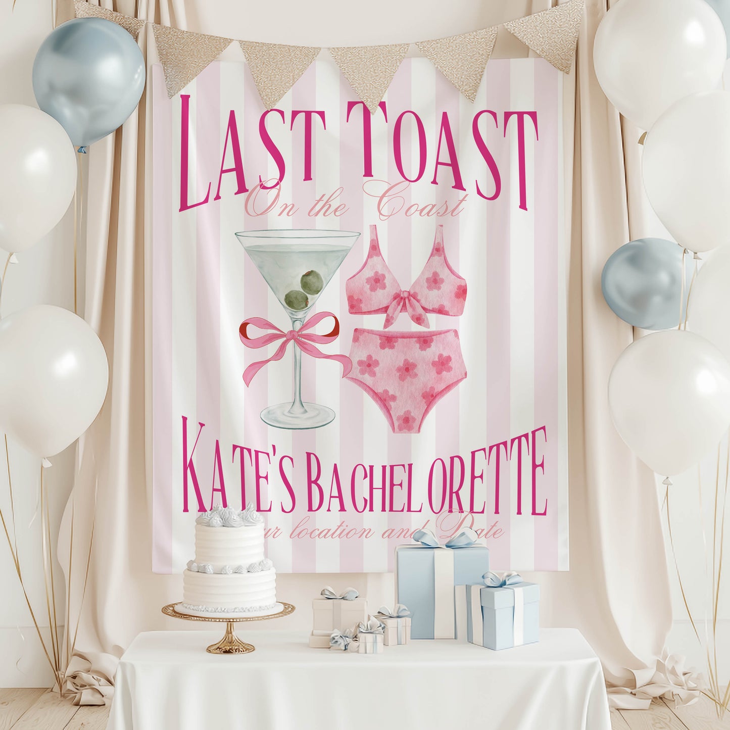 Bikini & Martini Bachelorette Banner – Custom Bach Décor | #48