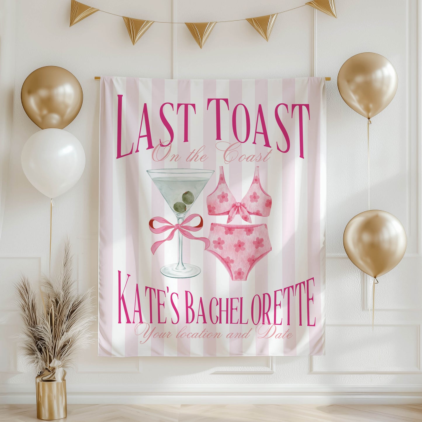 Bikini & Martini Bachelorette Banner – Custom Bach Décor | #48