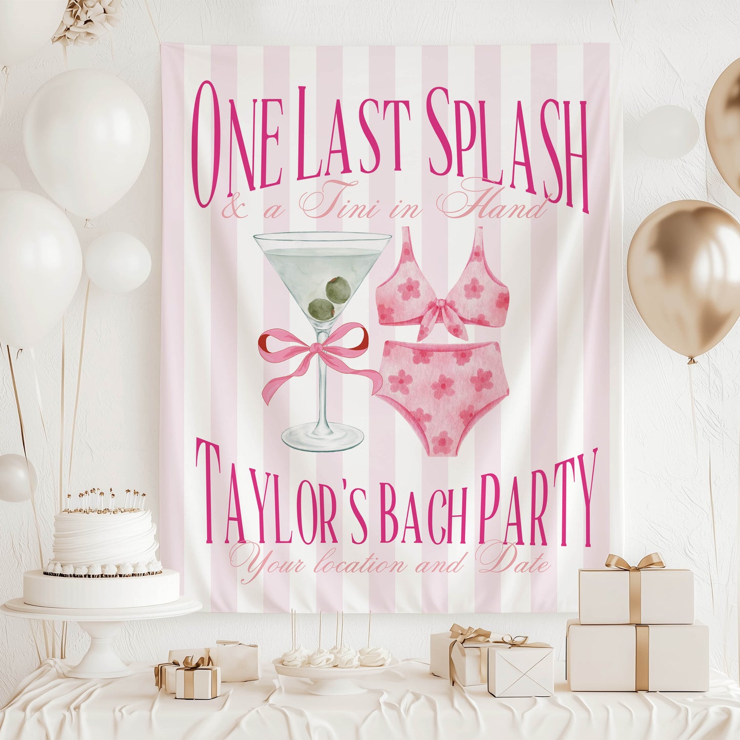 Bikini & Martini Bachelorette Banner – Custom Bach Décor | #48
