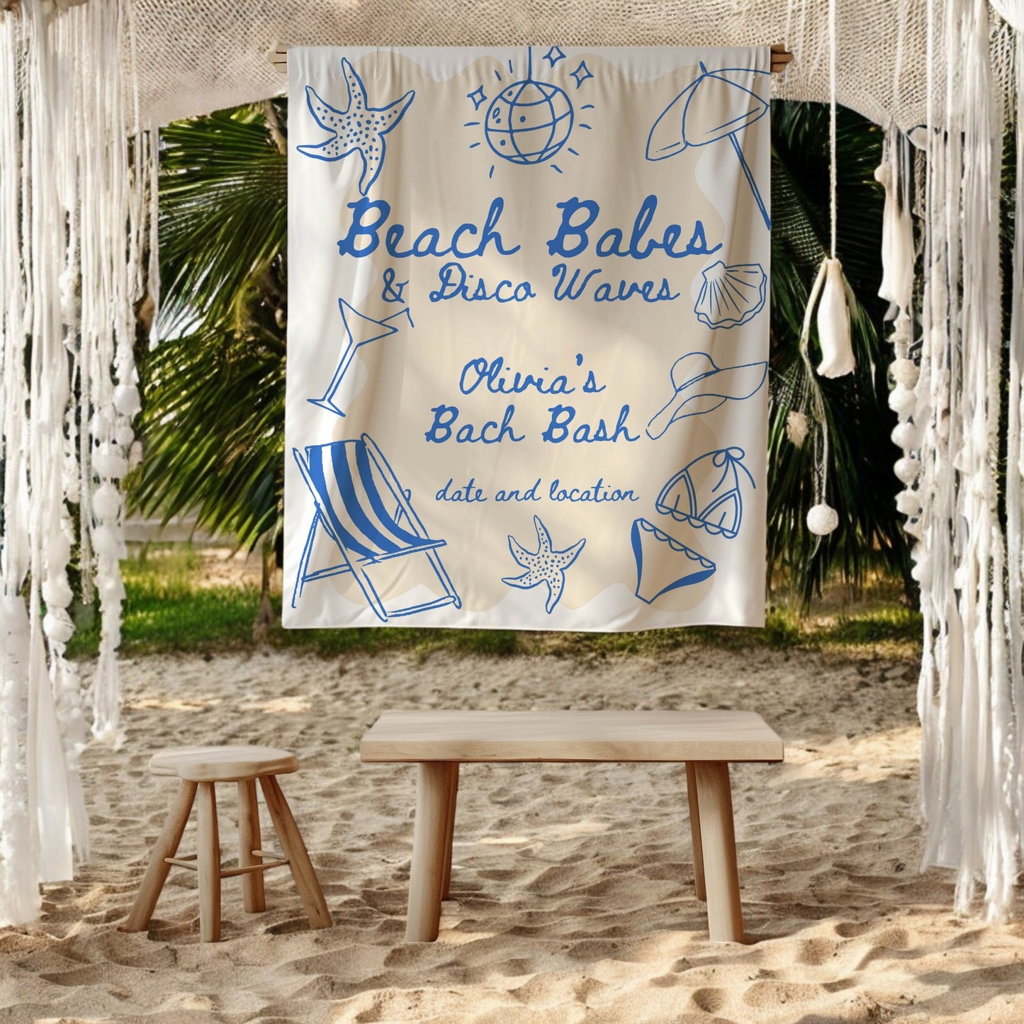 Pool Party and Beach Bachelorette Banner – Custom Bach Décor | #04