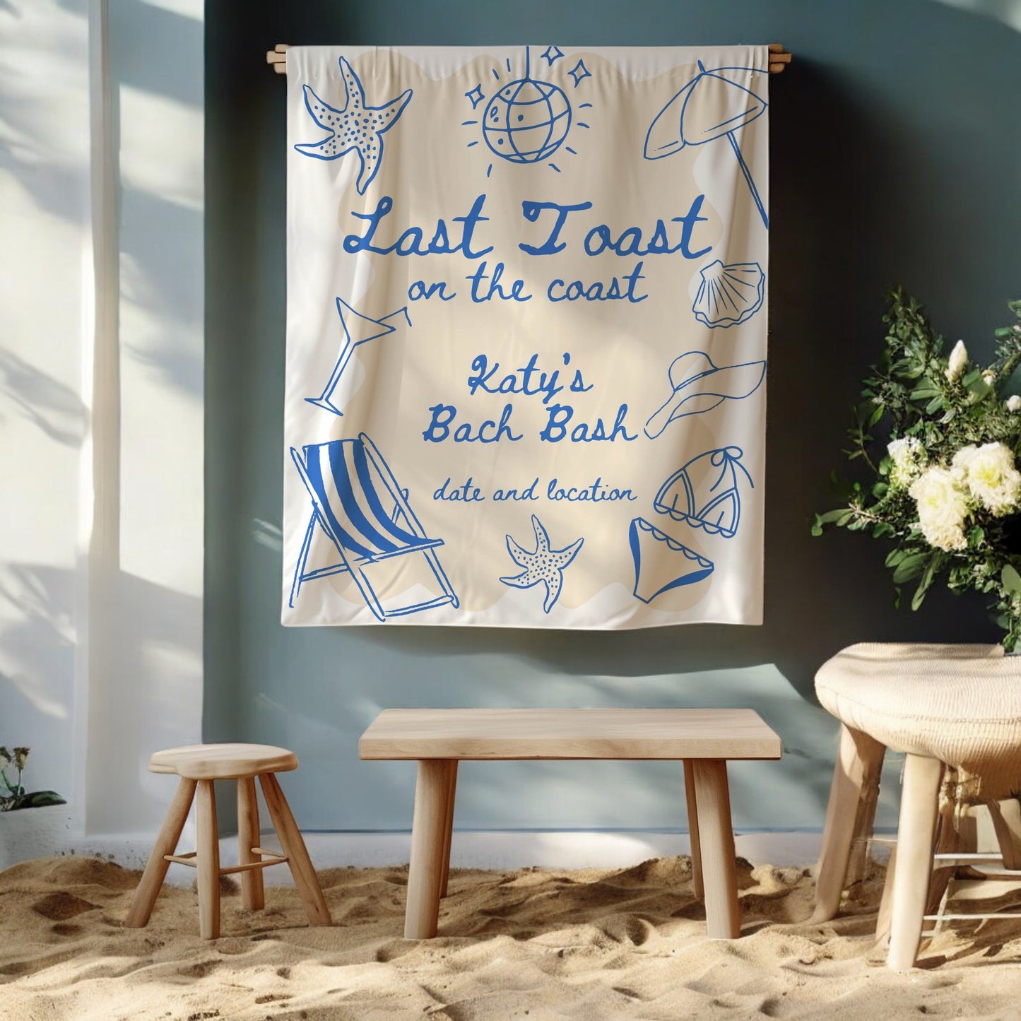 Pool Party and Beach Bachelorette Banner – Custom Bach Décor | #04