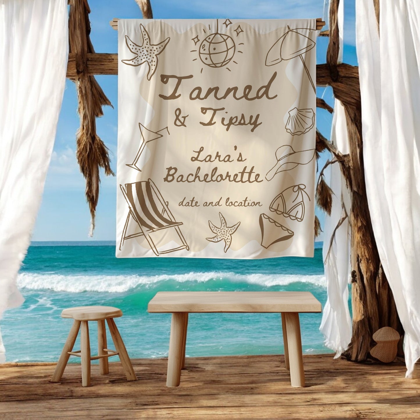 Pool Party and Beach Bachelorette Banner – Custom Bach Décor | #04