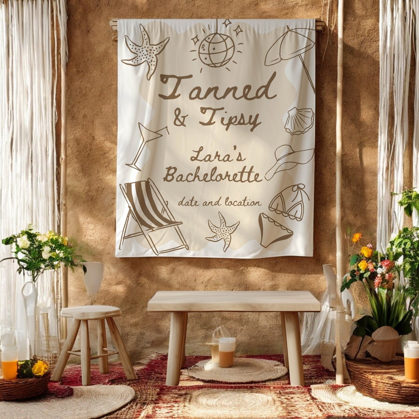 Pool Party and Beach Bachelorette Banner – Custom Bach Décor | #04