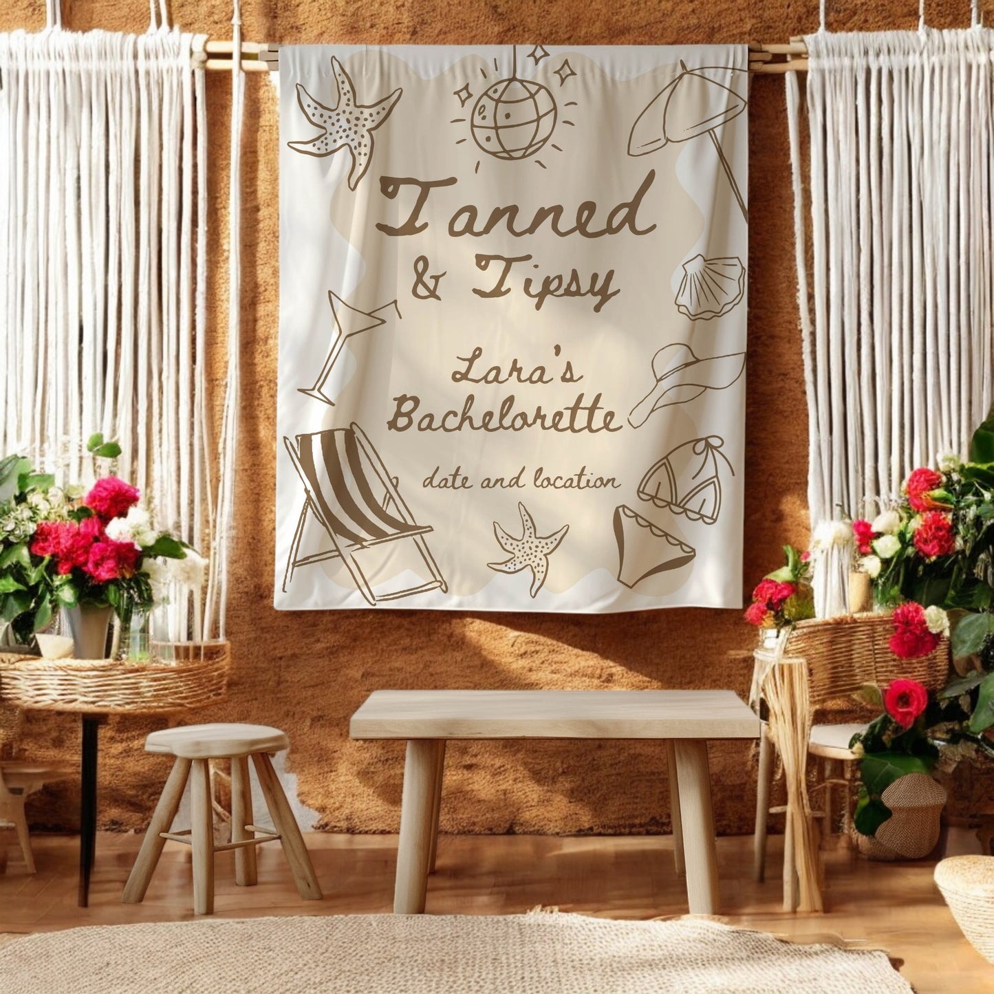 Pool Party and Beach Bachelorette Banner – Custom Bach Décor | #04