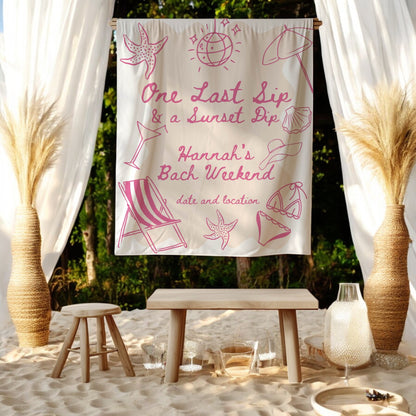 Pool Party and Beach Bachelorette Banner – Custom Bach Décor | #04