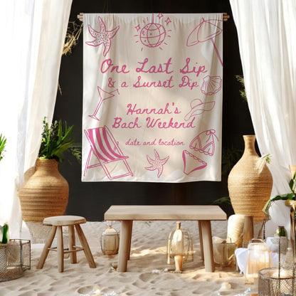 Pool Party and Beach Bachelorette Banner – Custom Bach Décor | #04