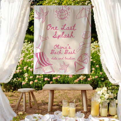 Pool Party and Beach Bachelorette Banner – Custom Bach Décor | #04