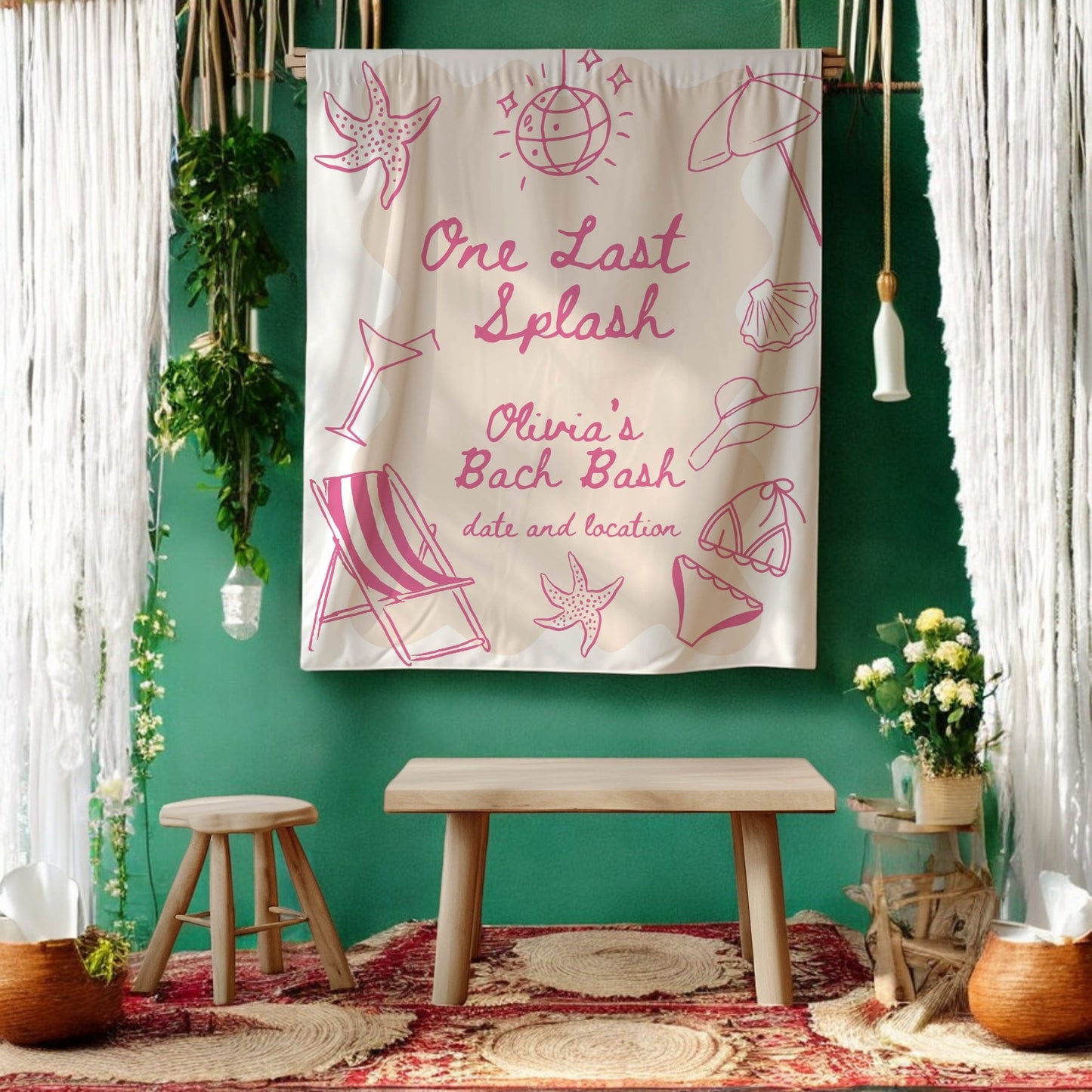 Pool Party and Beach Bachelorette Banner – Custom Bach Décor | #04