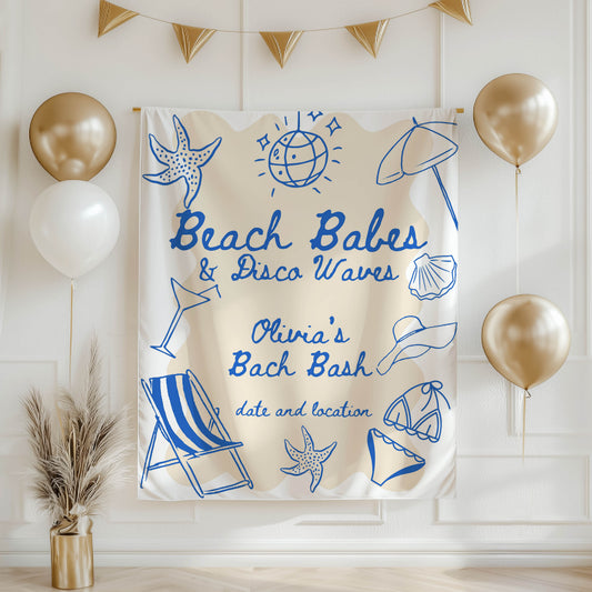 Personalized Pool Party Bachelorette Banner  and Beach Bachelorette– Custom Tropical Bach Sign, Beach Bridal Shower Décor, Coastal Bachelorette Weekend Decoration
