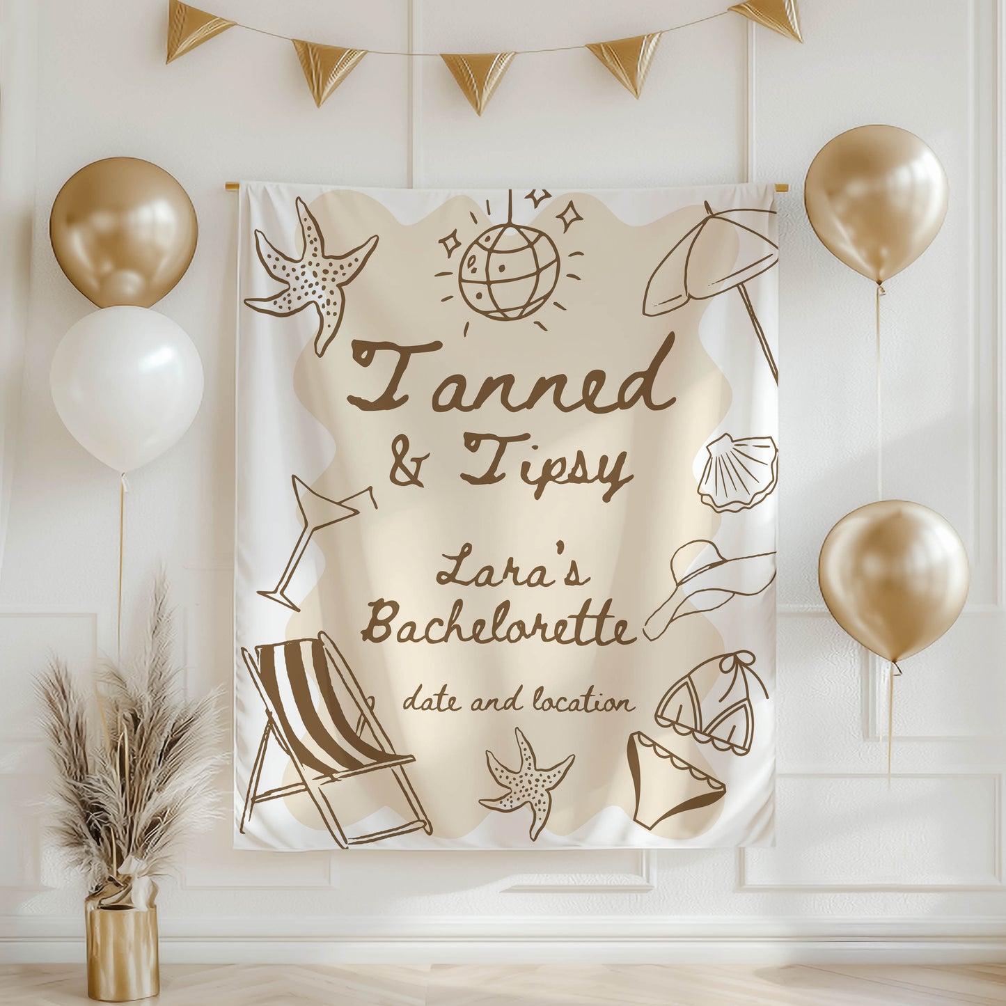 Pool Party and Beach Bachelorette Banner – Custom Bach Décor | #04