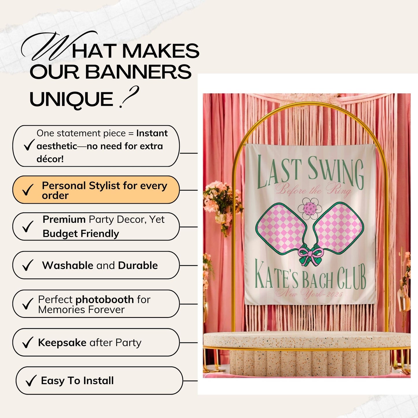 Pickleball Bachelorette Banner – Custom Bach Décor | #50