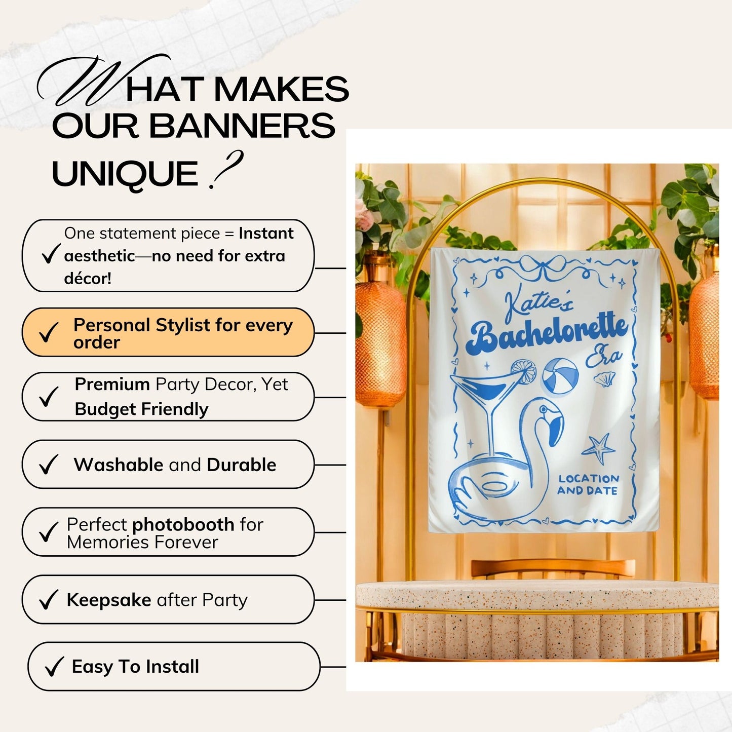 Coastal Bachelorette Banner – Custom Bach Décor | #53