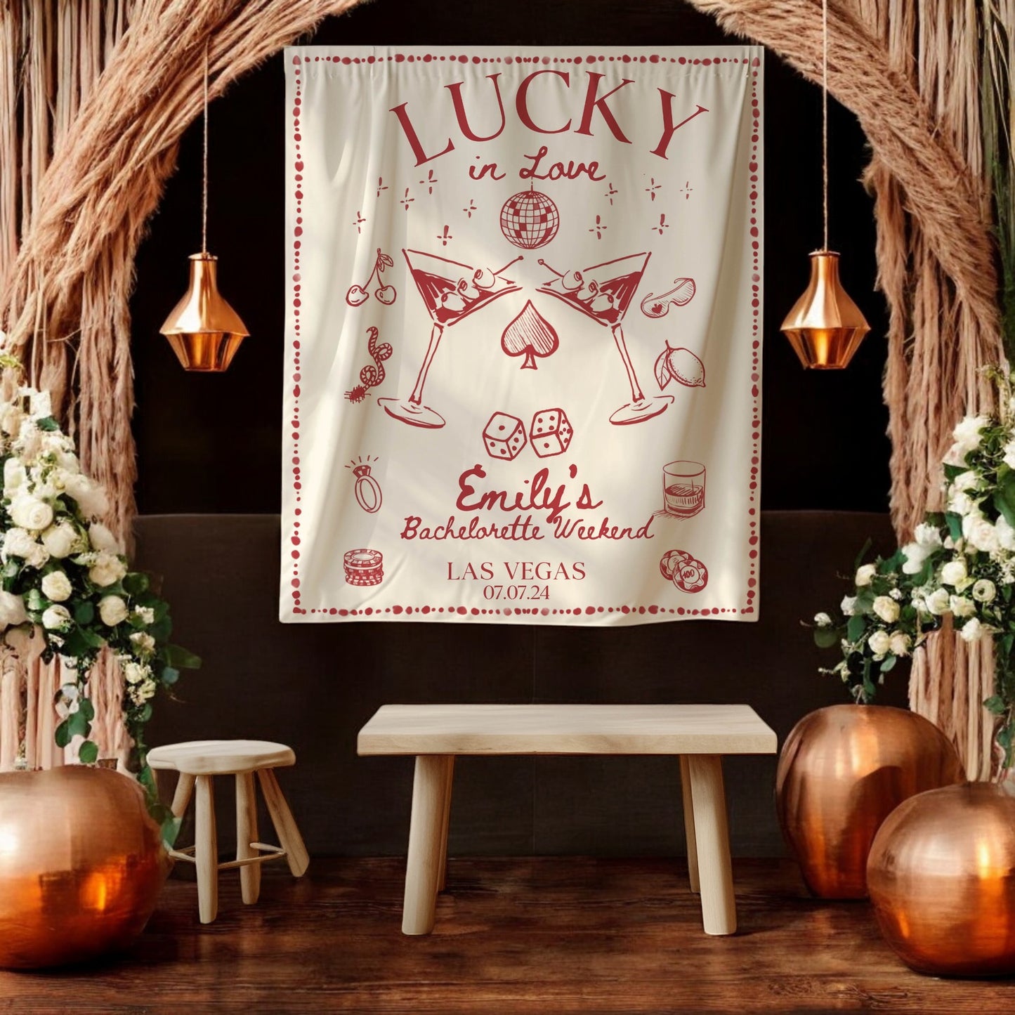 Casino Bachelorette Banner – Custom Bach Decor for Poker, Cards & Vegas Nights