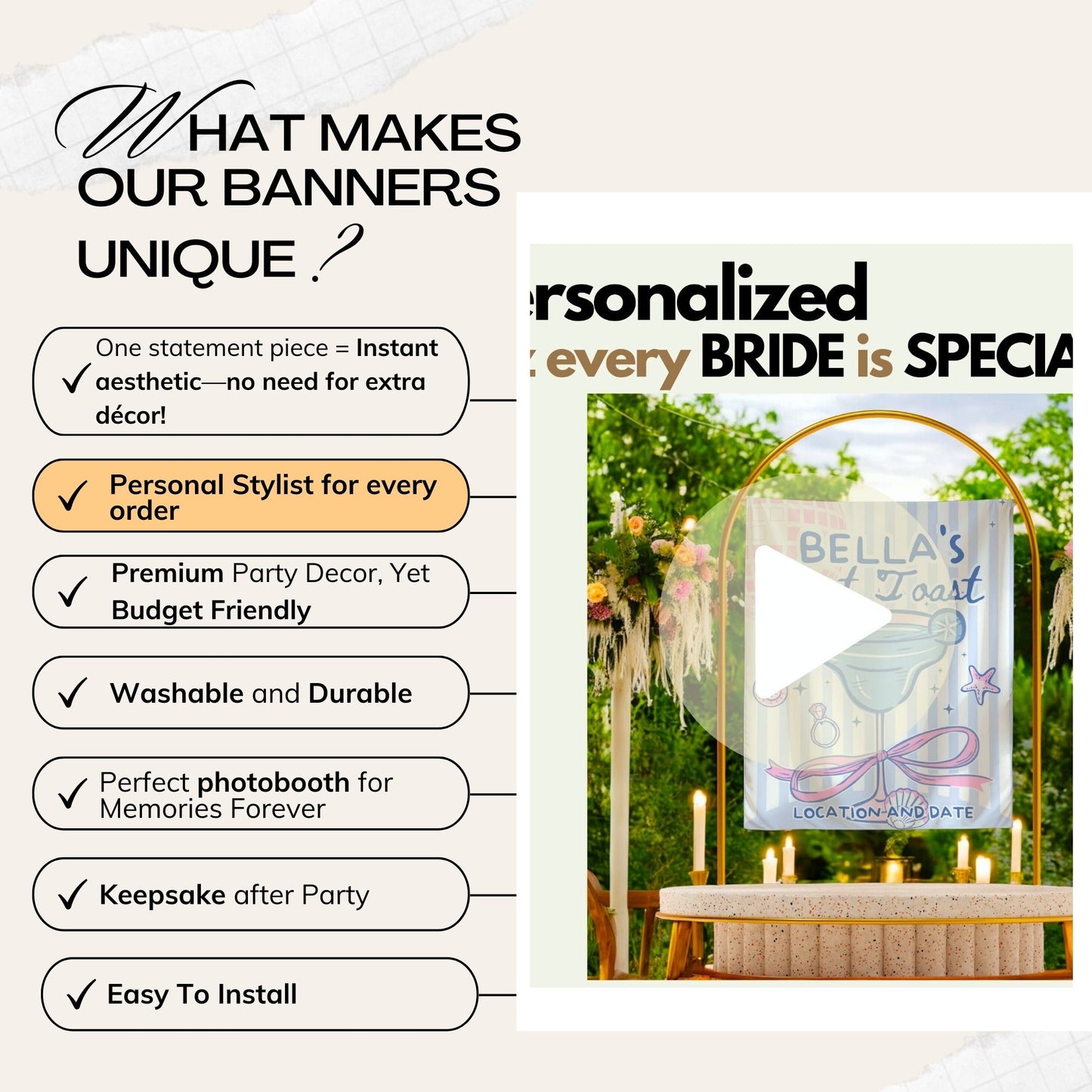 Beach Cocktail Bachelorette Banner – Custom Bach Décor | #56