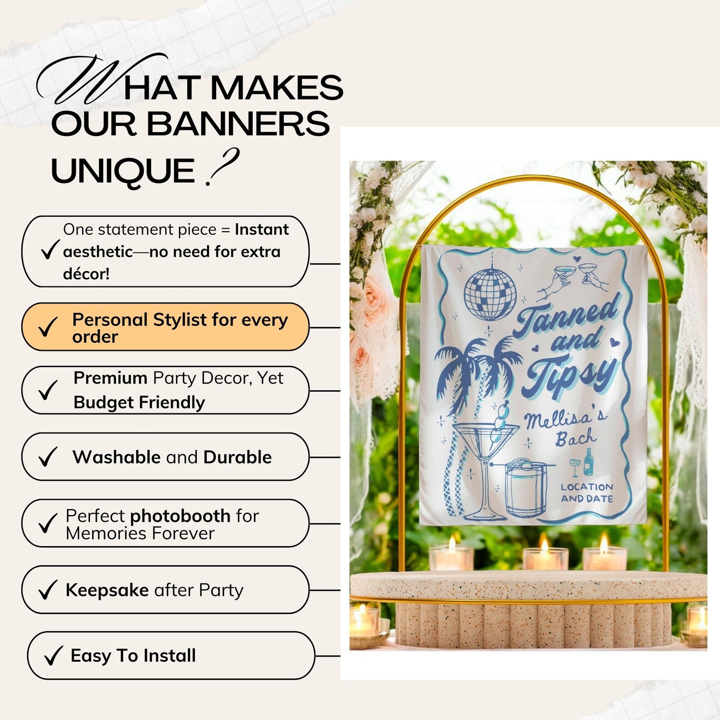 Coastal Bachelorette Banner – Custom Bach Décor | #60