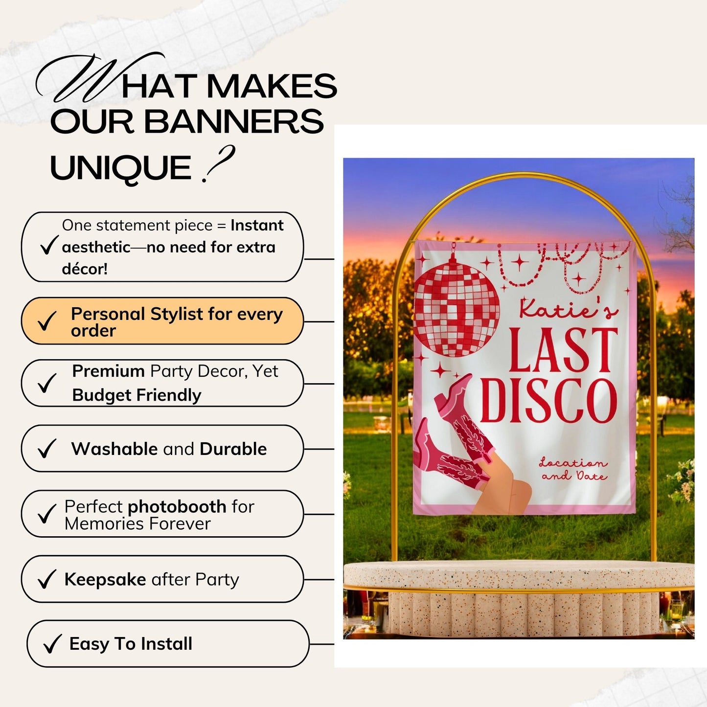 Disco Cowgirl Bachelorette Banner – Custom Bach Décor | #61