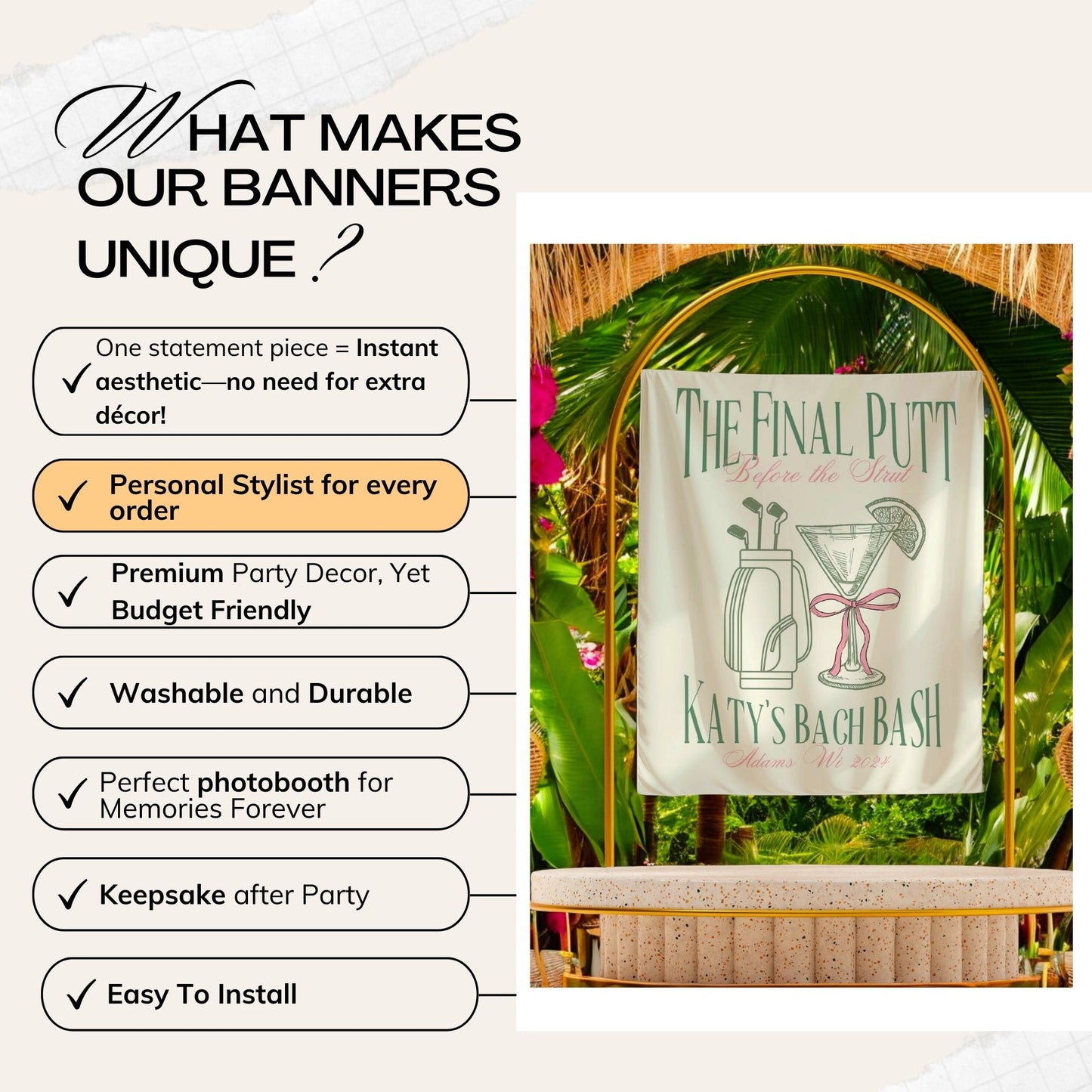 Golf Bachelorette Banner – Custom Bach Décor | #63