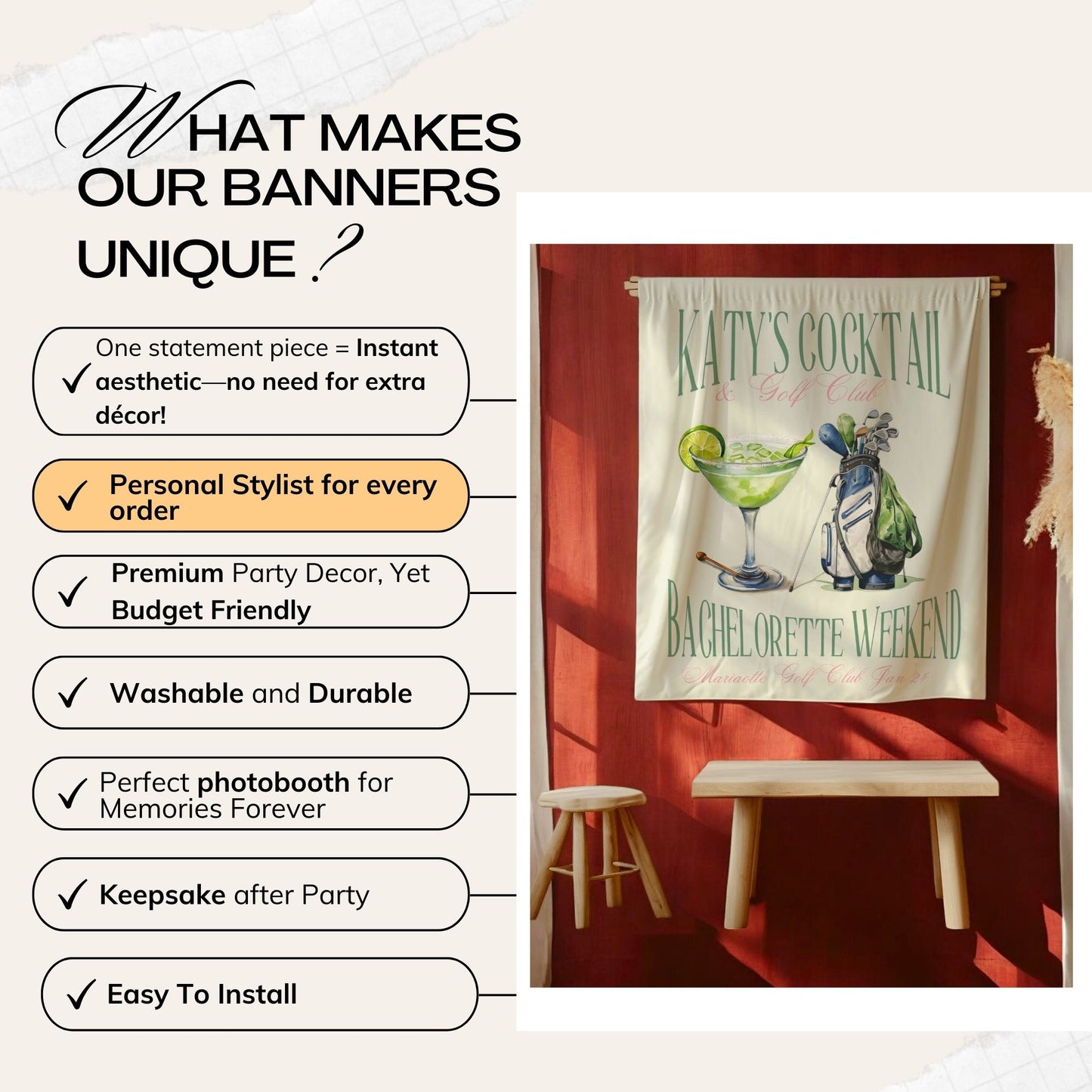Golf Bachelorette Banner – Custom Bach Décor | #64