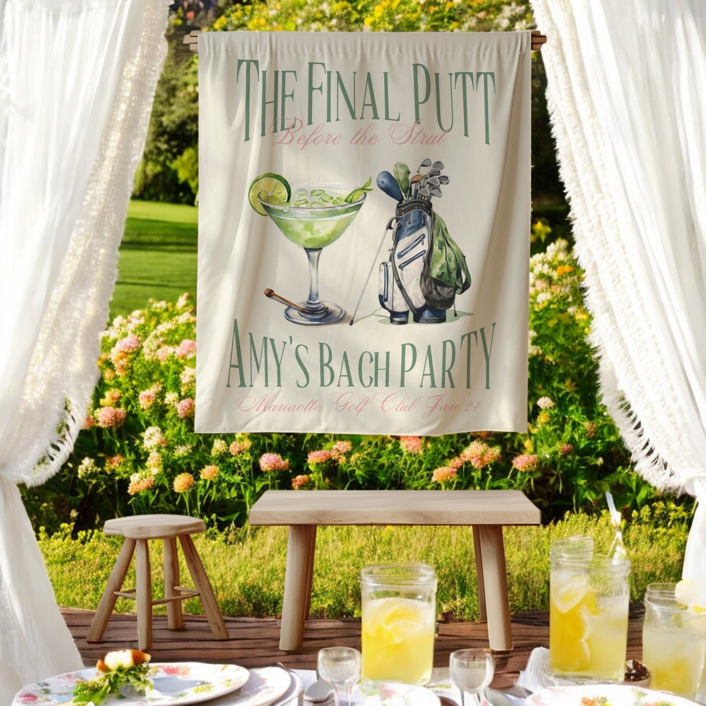 Golf Bachelorette Banner – Custom Bach Decor for Country Club & Fairway Parties
