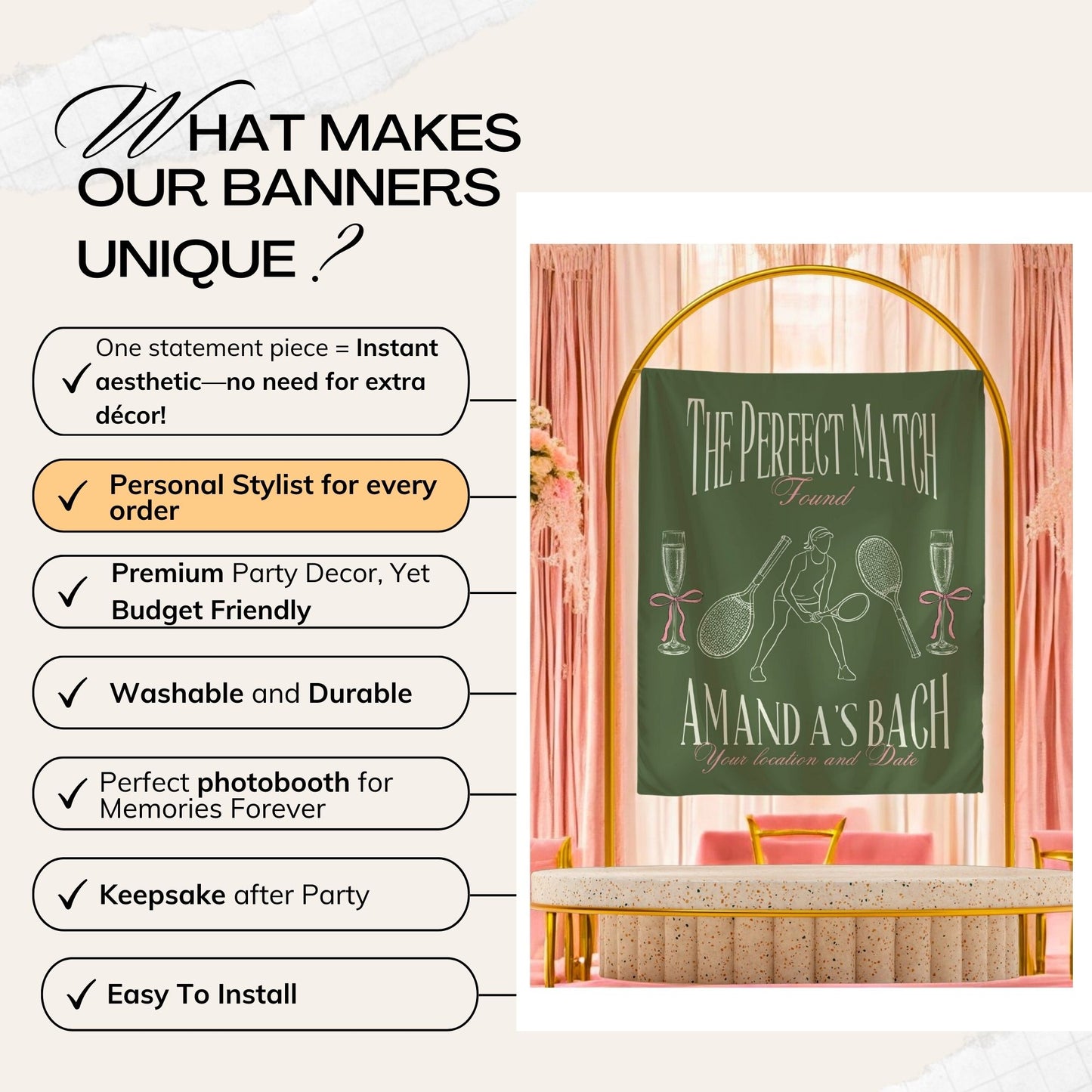 Tennis Bachelorette Banner – Custom Bach Décor | #66
