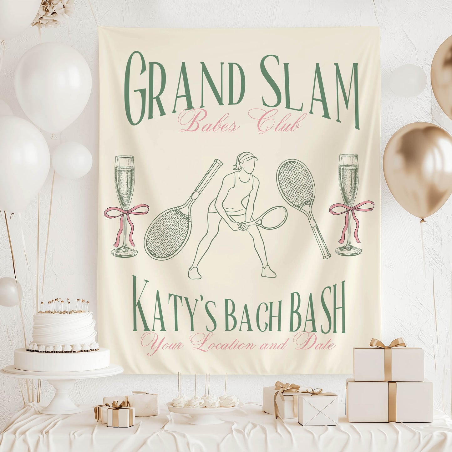 Tennis Bachelorette Banner – Custom Bach Décor | #66