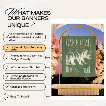 Camp & Hiking Bachelorette Banner – Custom Bach Décor | #67