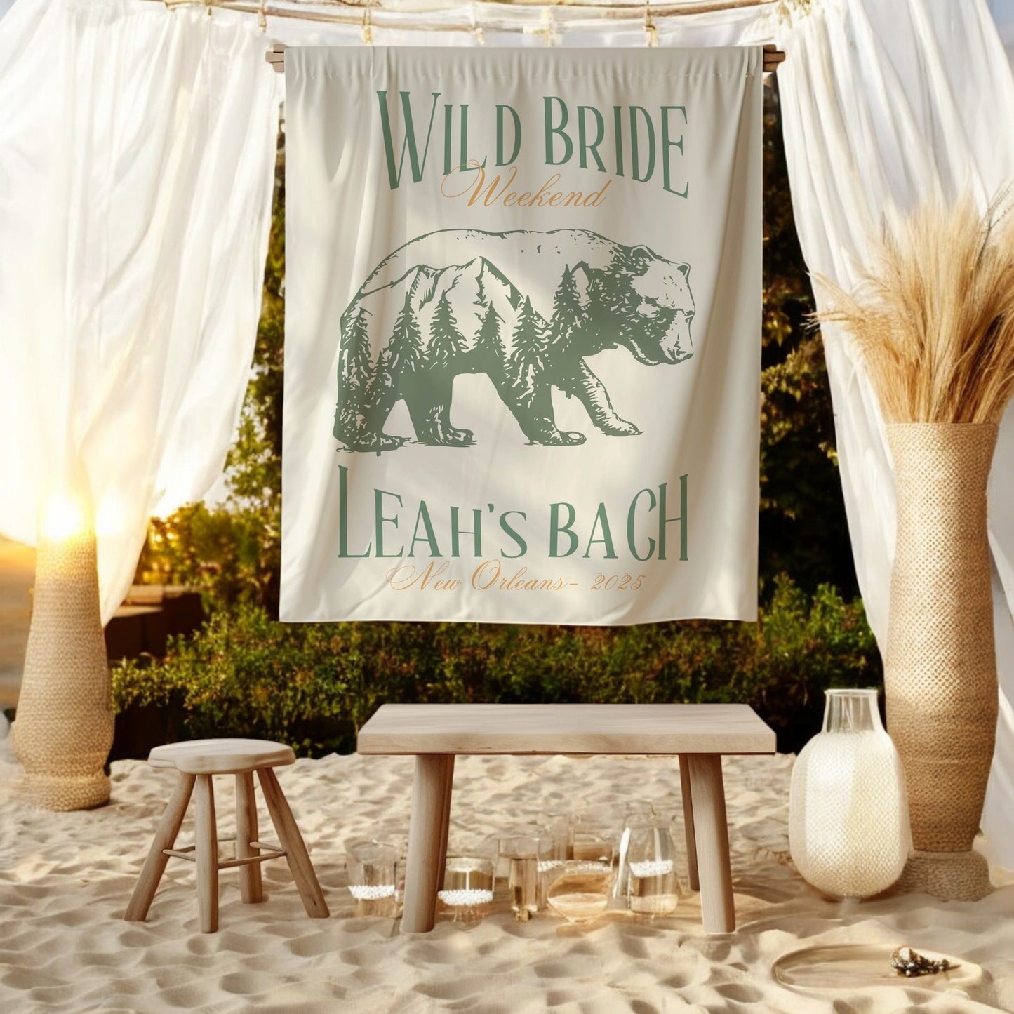 Camp & Hiking Bachelorette Banner – Custom Bach Décor | #67