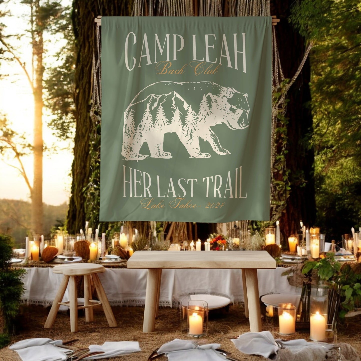Camp & Hiking Bachelorette Banner – Custom Bach Décor | #67