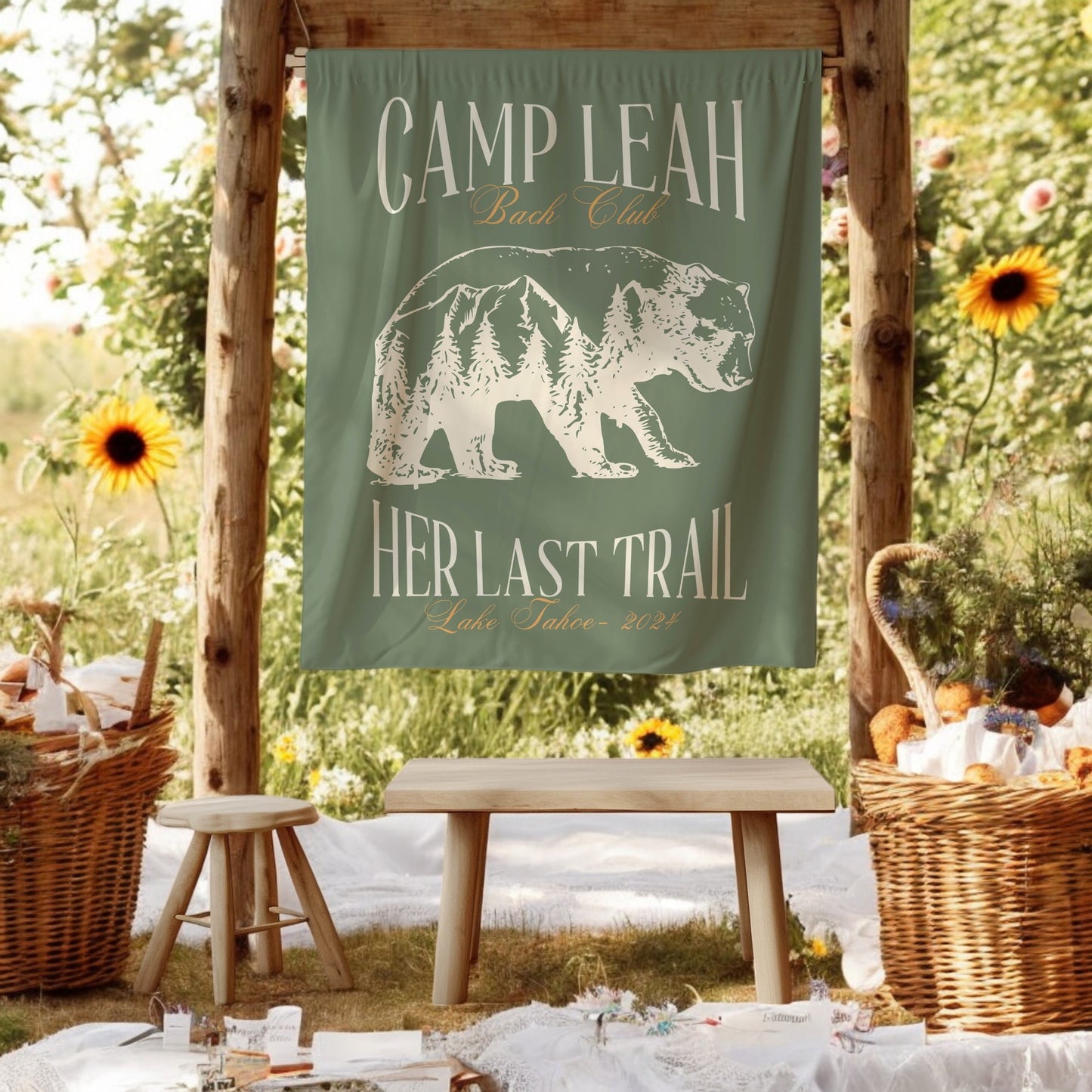 Camp & Hiking Bachelorette Banner – Custom Bach Décor | #67