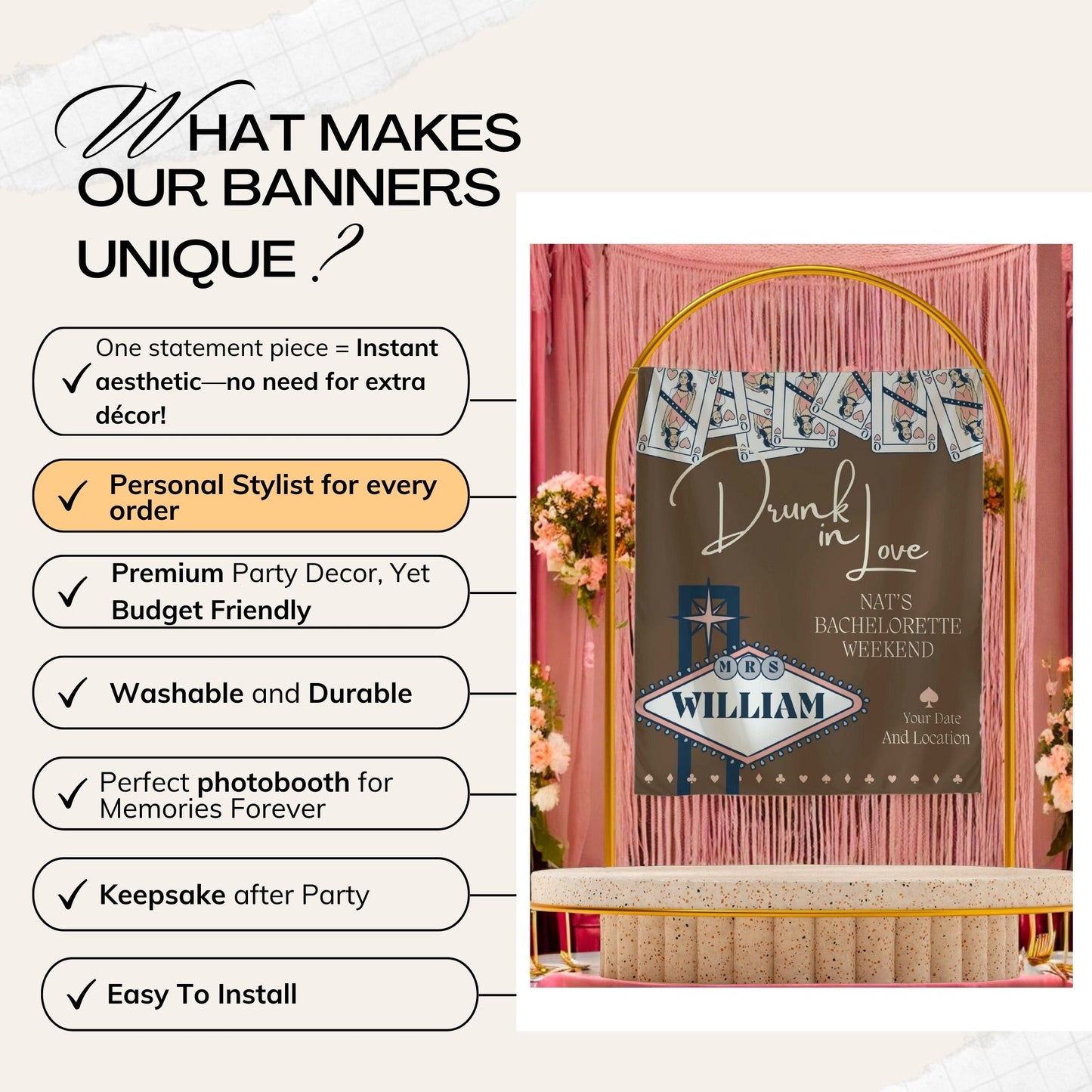 Vegas Casino Bachelorette Banner – Custom Bach Décor | #7