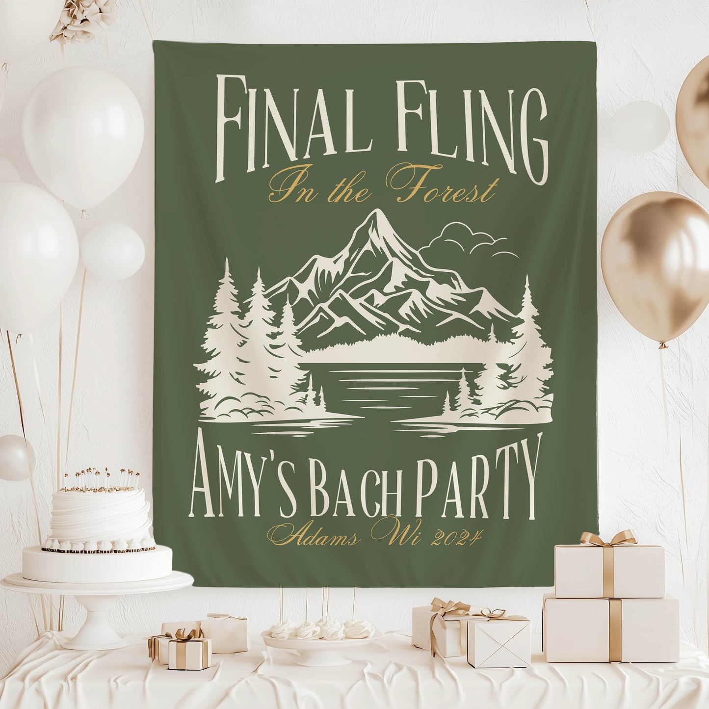 Hiking Bachelorette Banner – Custom Mountain & Trail Bach Decor for Outdoor Celebrations
