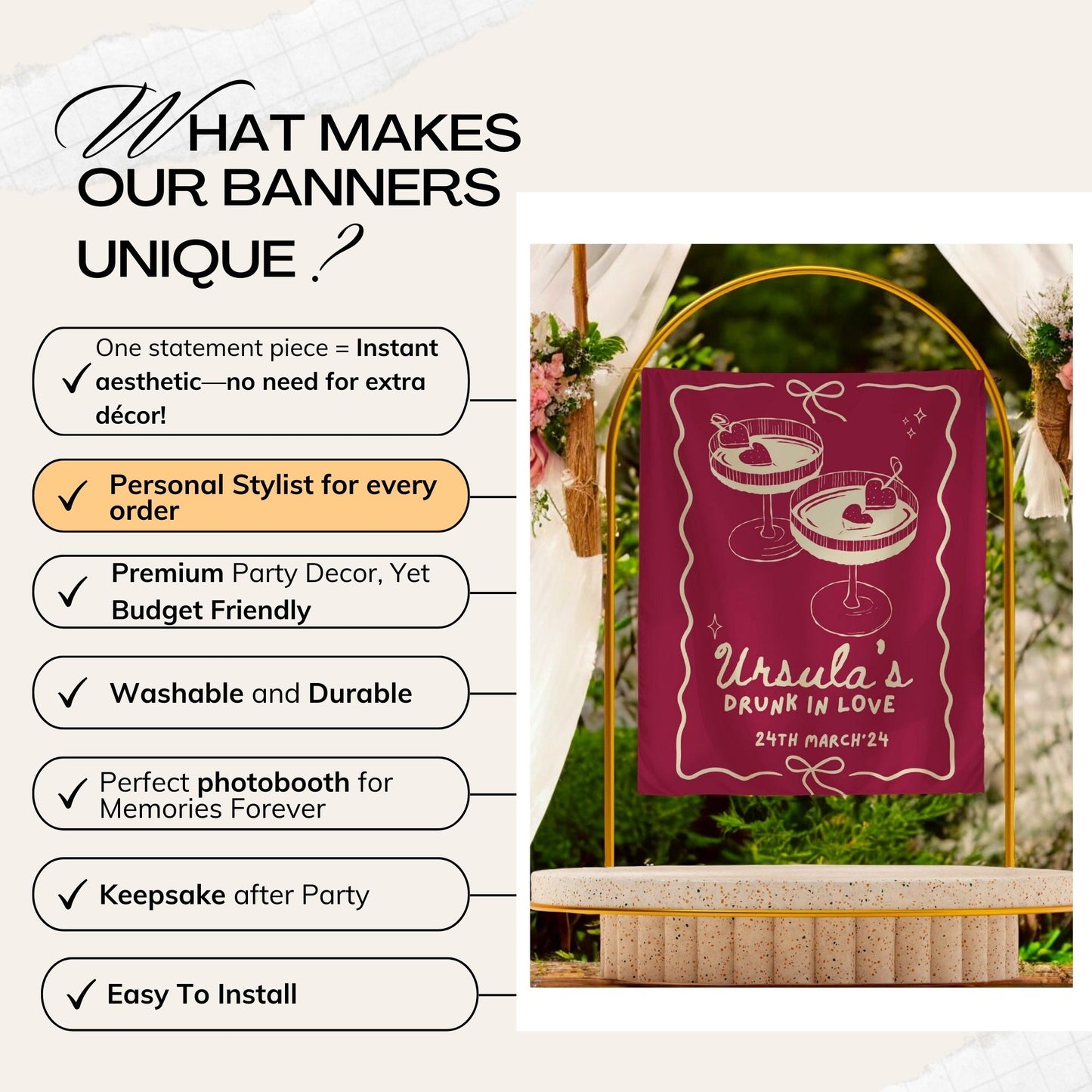 Cocktail Bachelorette Banner – Custom Bach Décor | #74