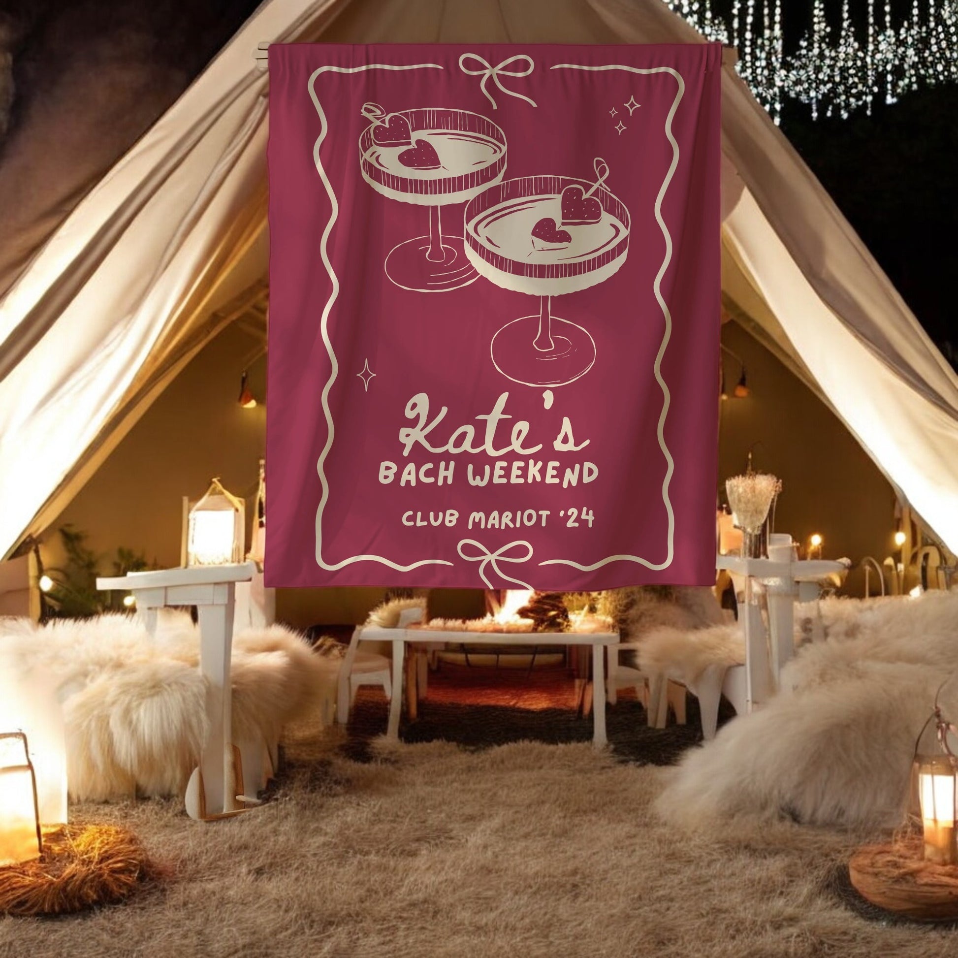 Cocktail Bachelorette Banner – Custom Bach Decor for Martini & Champagne Celebrations
