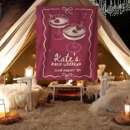 Cocktail Bachelorette Banner – Custom Bach Decor for Martini & Champagne Celebrations
