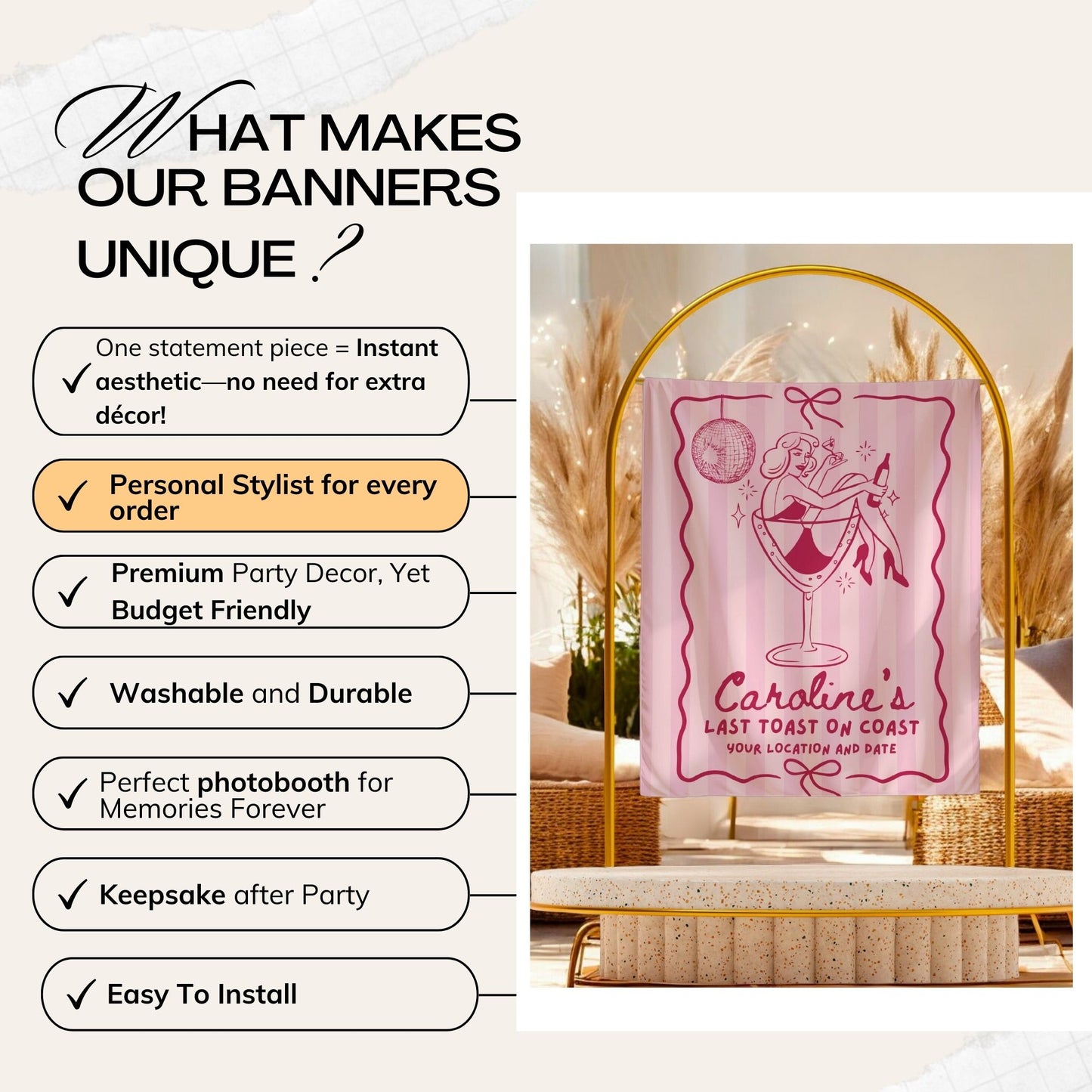 Disco Cocktail Bachelorette Banner – Custom Bach Décor | #75