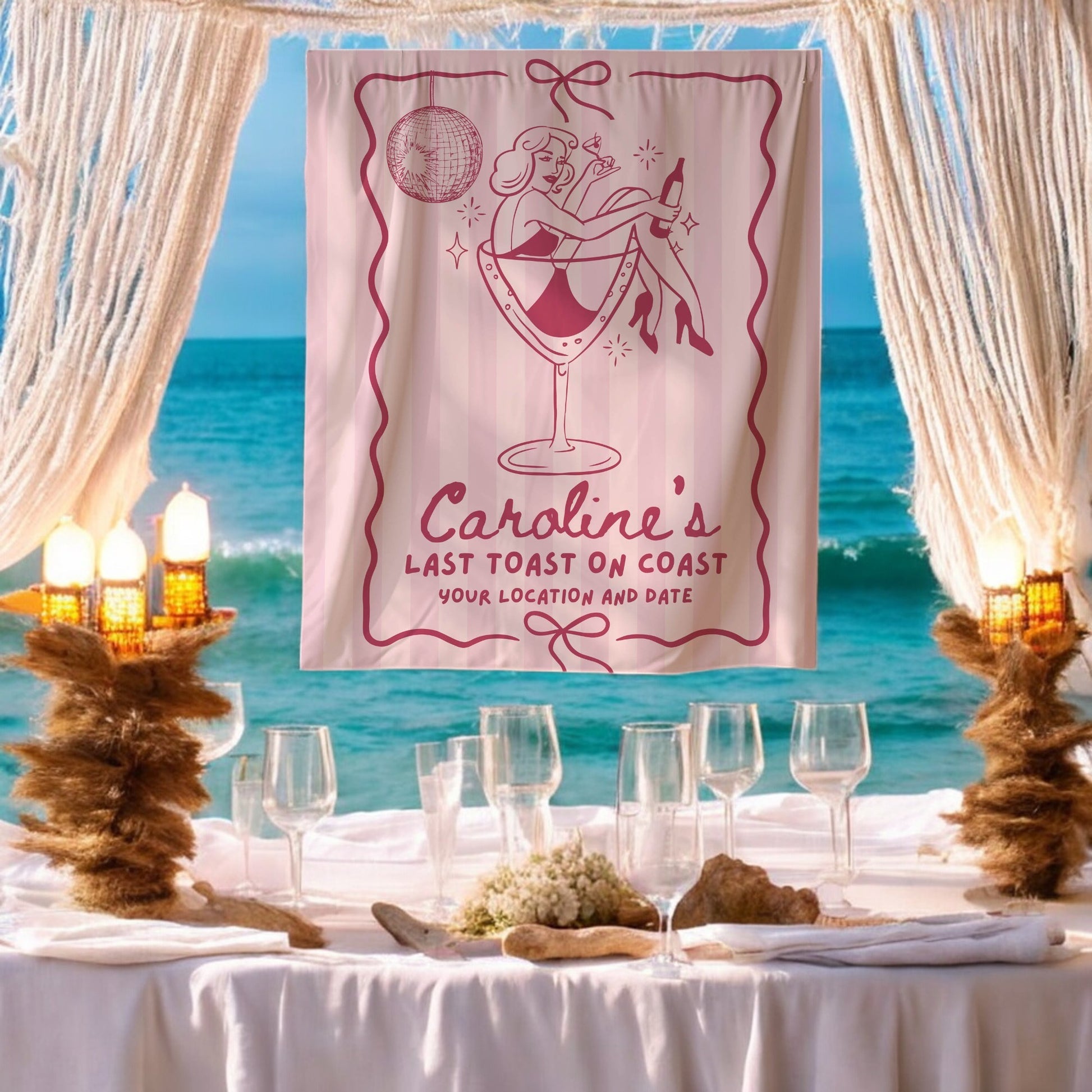 Disco Cocktail Bachelorette Banner – Custom Bach Decor for Sparkling & Martini Celebrations