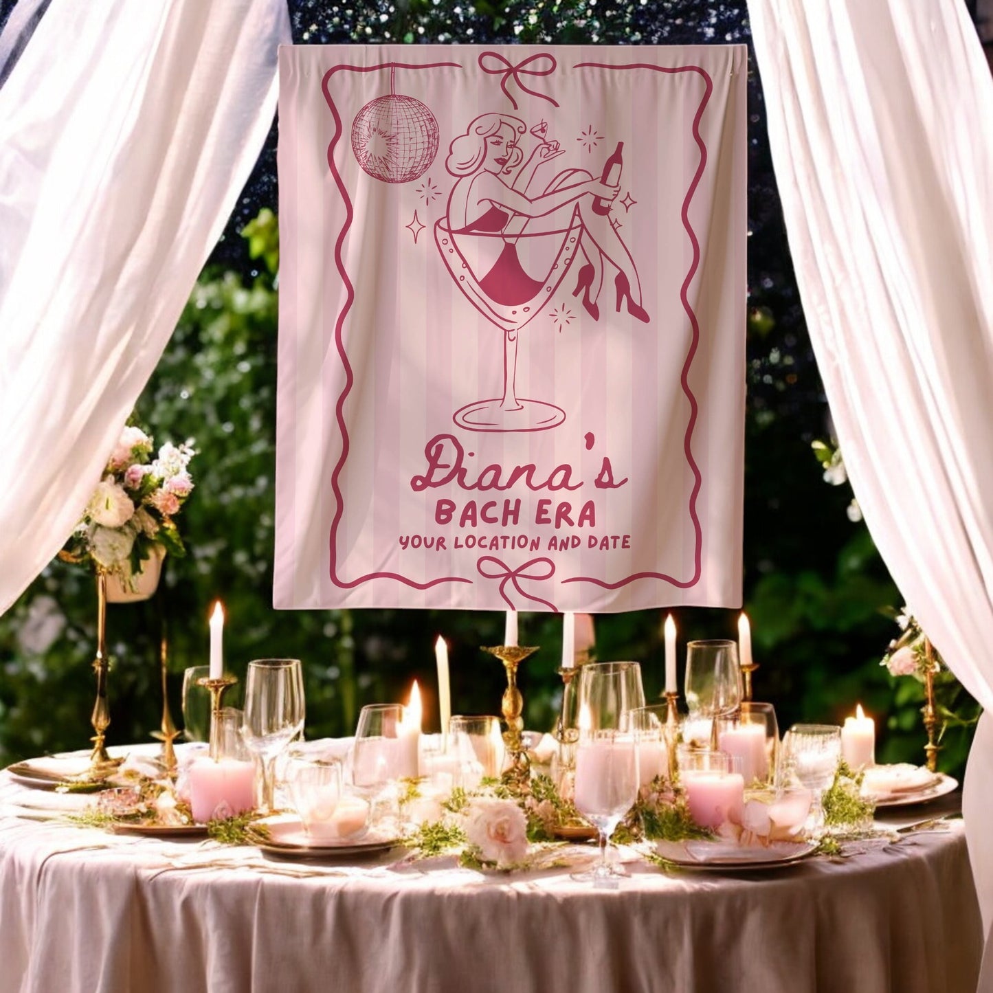 Disco Cocktail Bachelorette Banner – Custom Bach Décor | #75