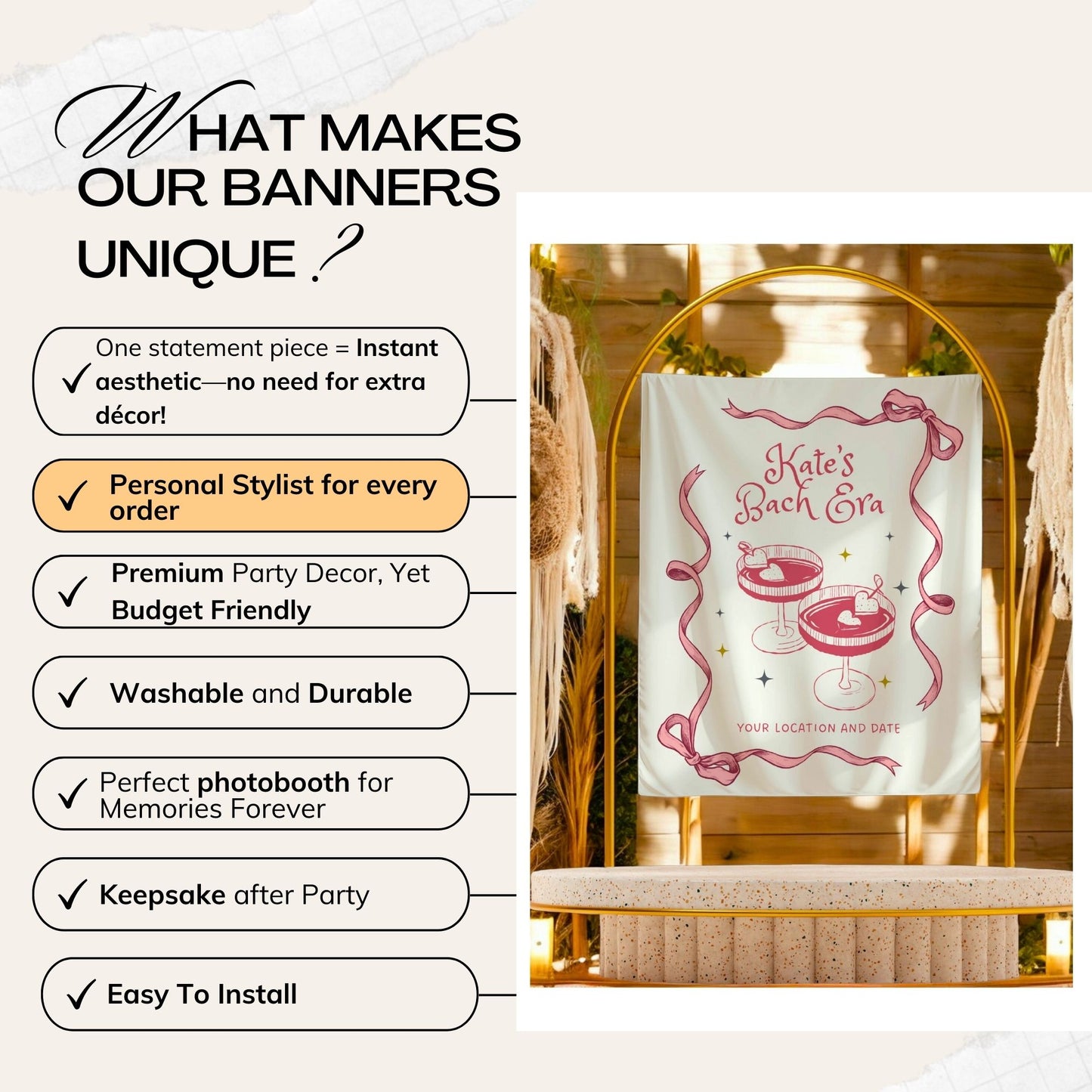 Cocktail Bachelorette Banner – Custom Bach Décor | #77