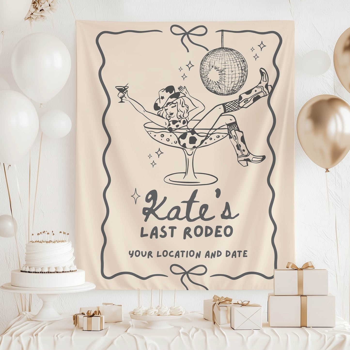 Disco Cowgirl Bachelorette Banner – Custom Bach Décor | #78