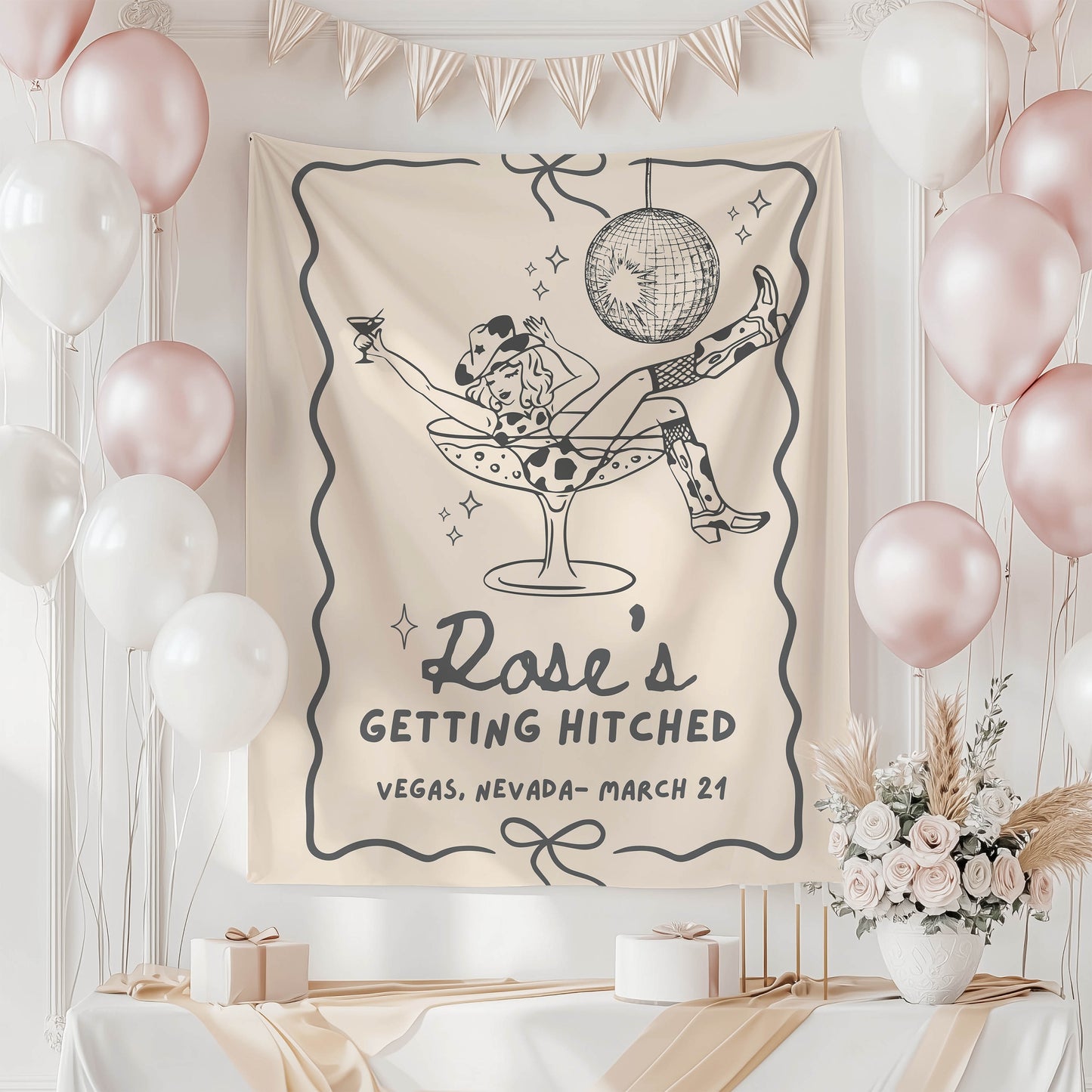 Disco Cowgirl Bachelorette Banner – Custom Bach Décor | #78