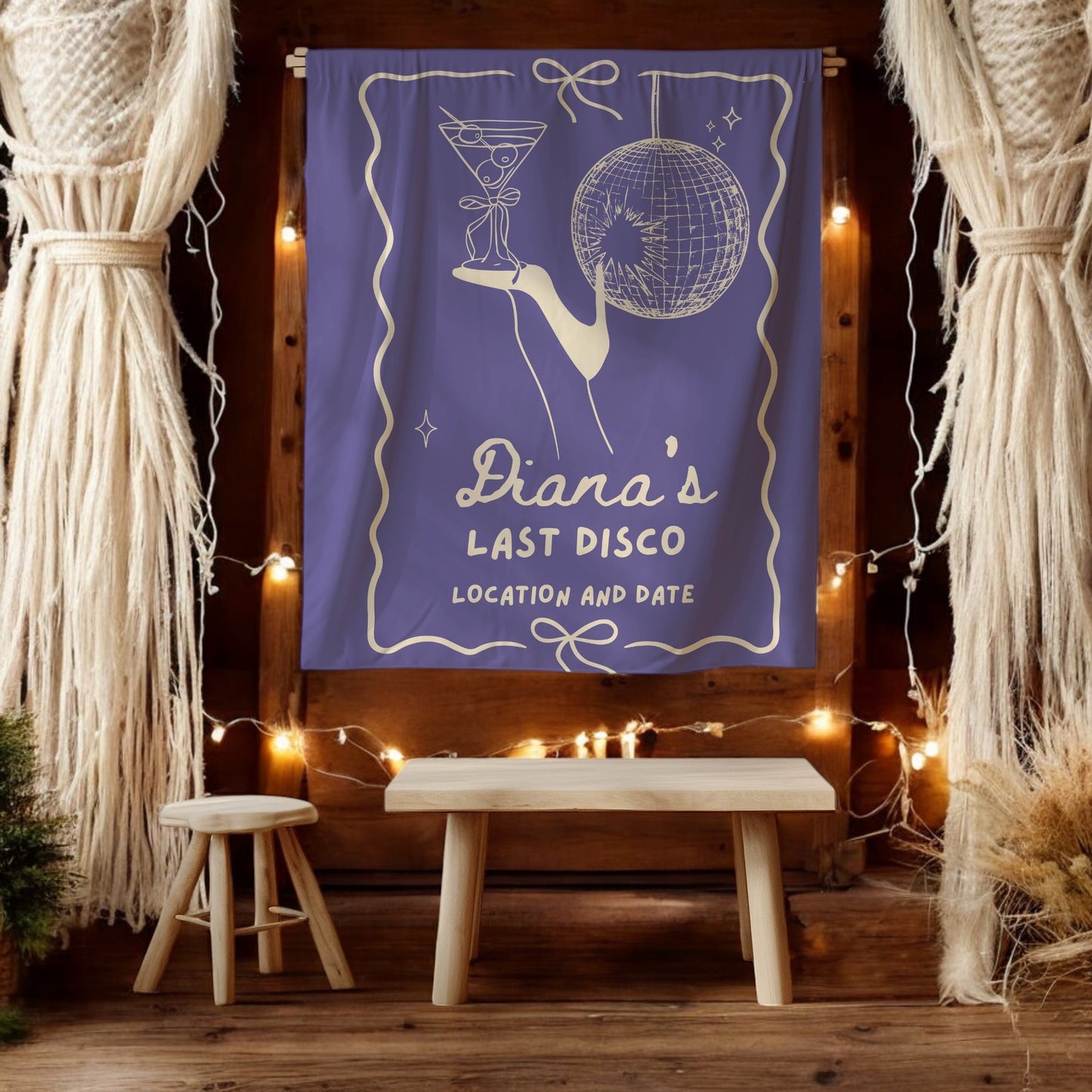 Disco Cocktail Bachelorette Banner – Custom Bach Décor | #79