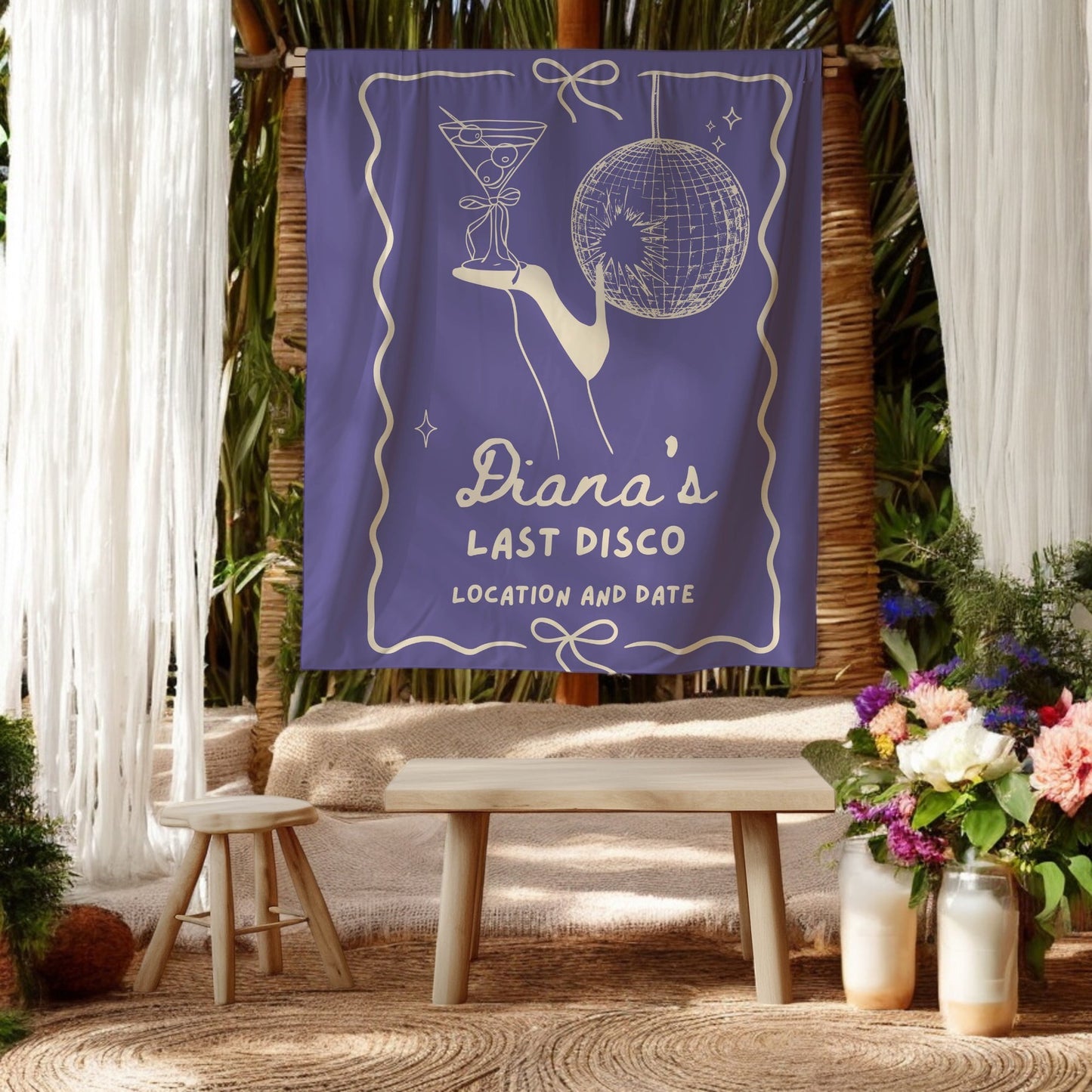 Disco Cocktail Bachelorette Banner – Custom Bach Décor | #79